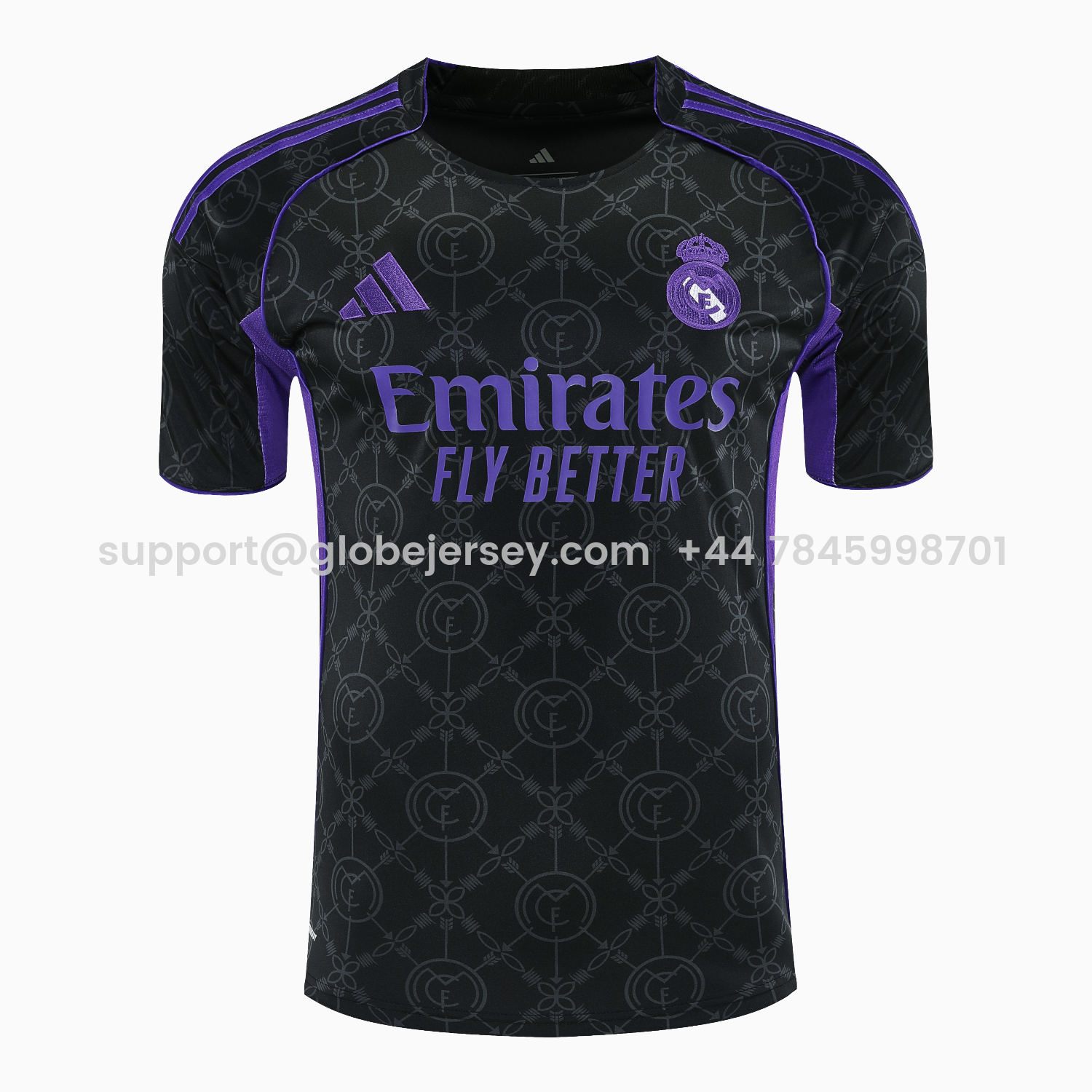 GlobeJersey-Real Madrid 25-26 Short-Sleeve Training Set - Blue Edge Black Top & Black Shorts