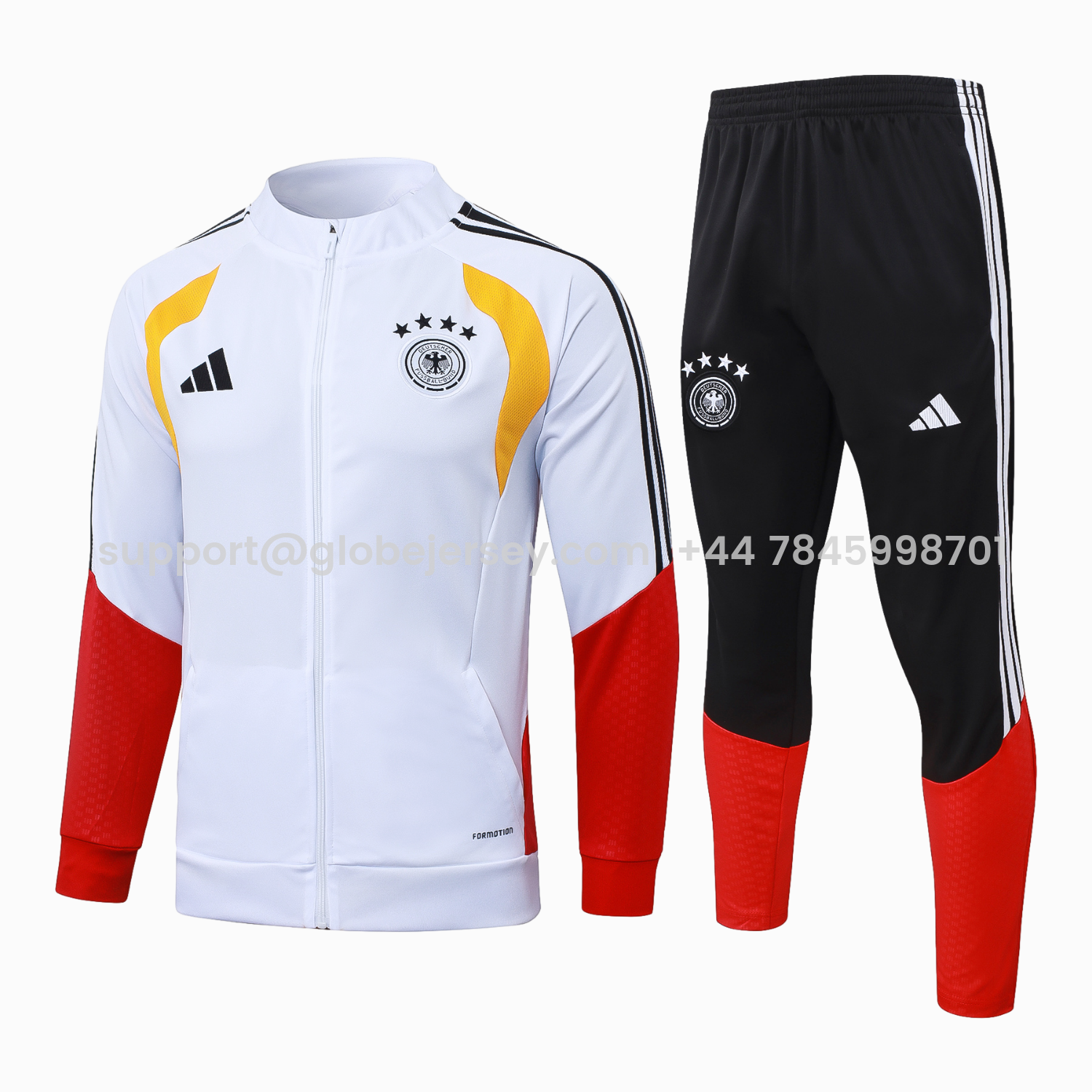 GlobeJersey-Germany 2026 Windbreaker Training Set - White Top and Black Pants
