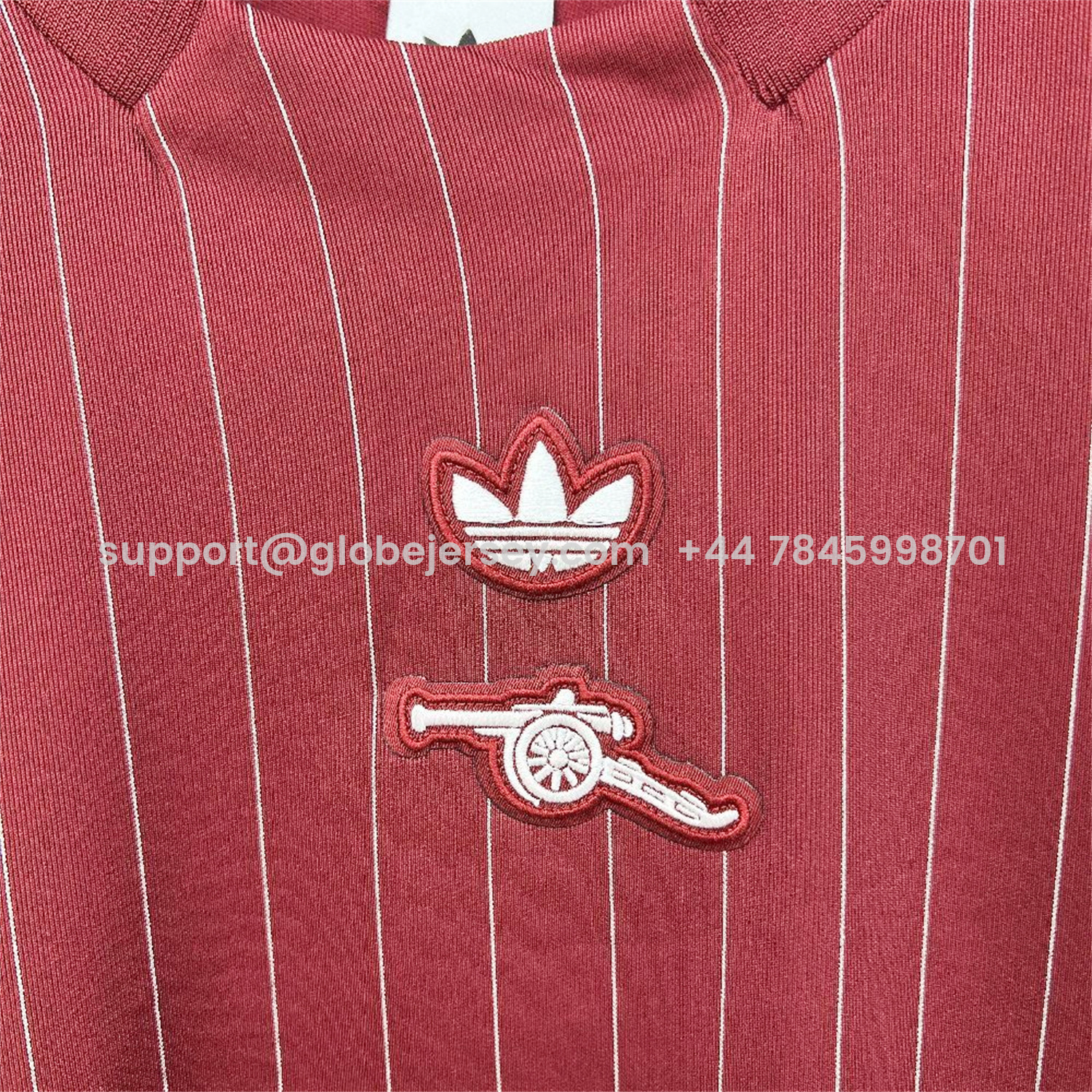 GlobeJersey-Arsenal 25-26 Trefoil White Lines Red Travel Jersey - Fans Version