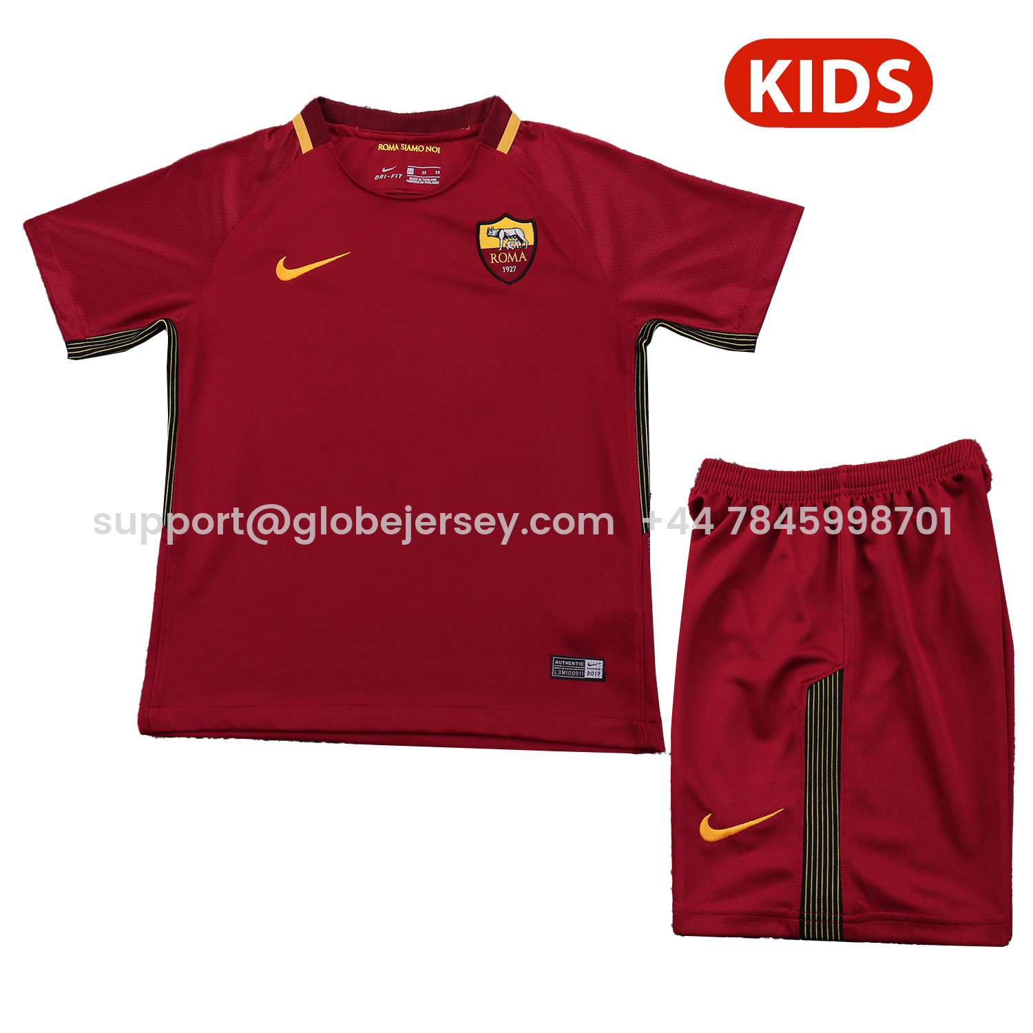 GlobeJersey-Retro Roma 2017-18 Home Kids Kit
