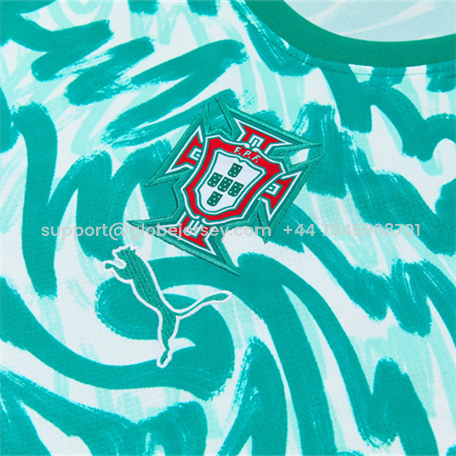GlobeJersey-Portugal 2026 Kids Short-Sleeve Training Set - Colors Top & Dark Teal Blue With A Red Stripe On The Side Pants