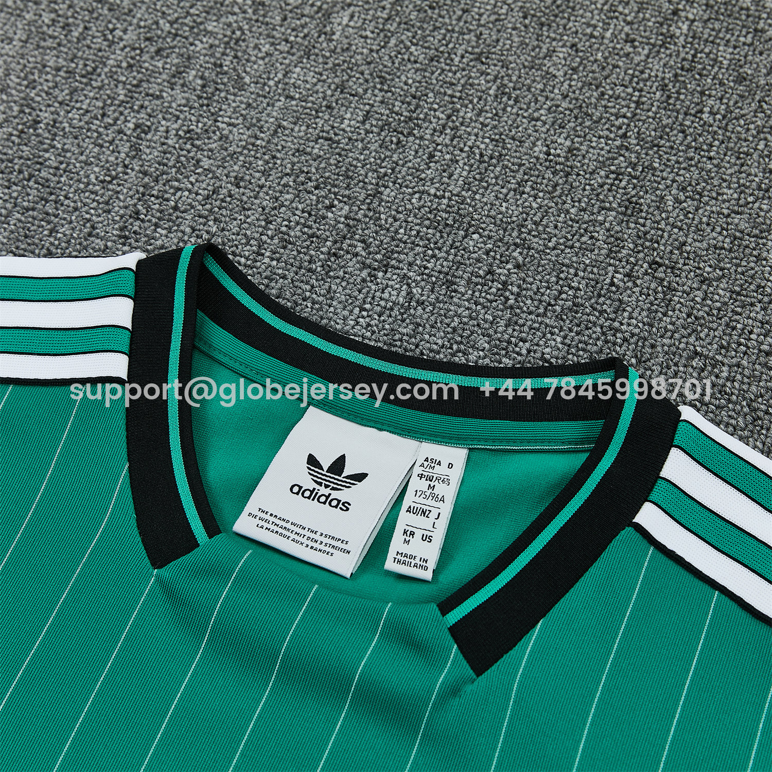 GlobeJersey-Liver.pool 25-26 Retro Style Short-Sleeve Training Set - Green With White Stripes Top & Pants