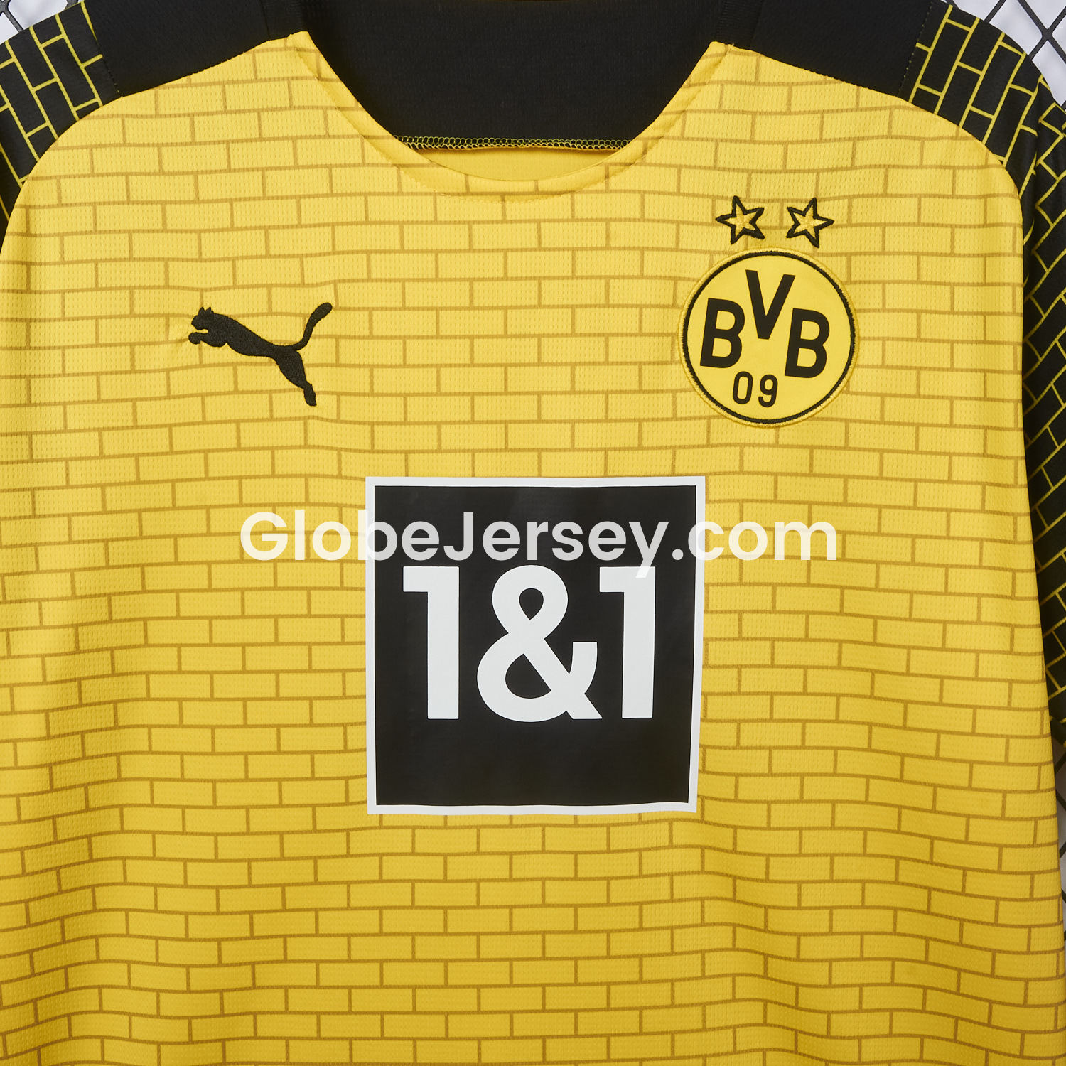 GlobeJersey-Dortmund 25-26 Pre-Match Training Yellow Brickwork Pattern Jersey - Fans Version