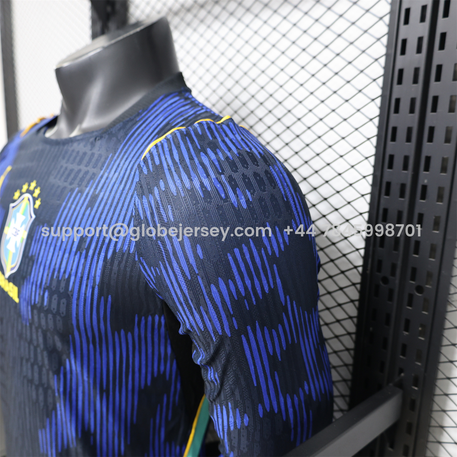 GlobeJersey-Brazil 2026 Away Blue Long Sleeves Jersey - Player Version