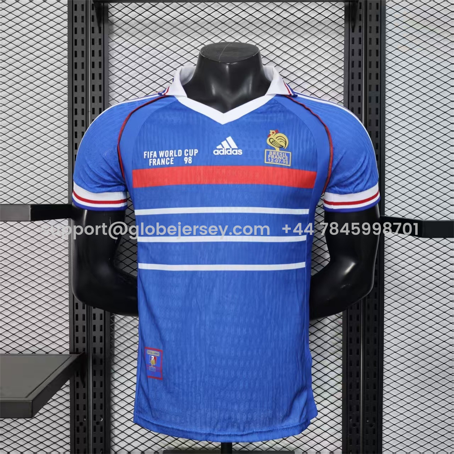 GlobeJersey-Retro France 1998 Home Blue Jersey - Player Version