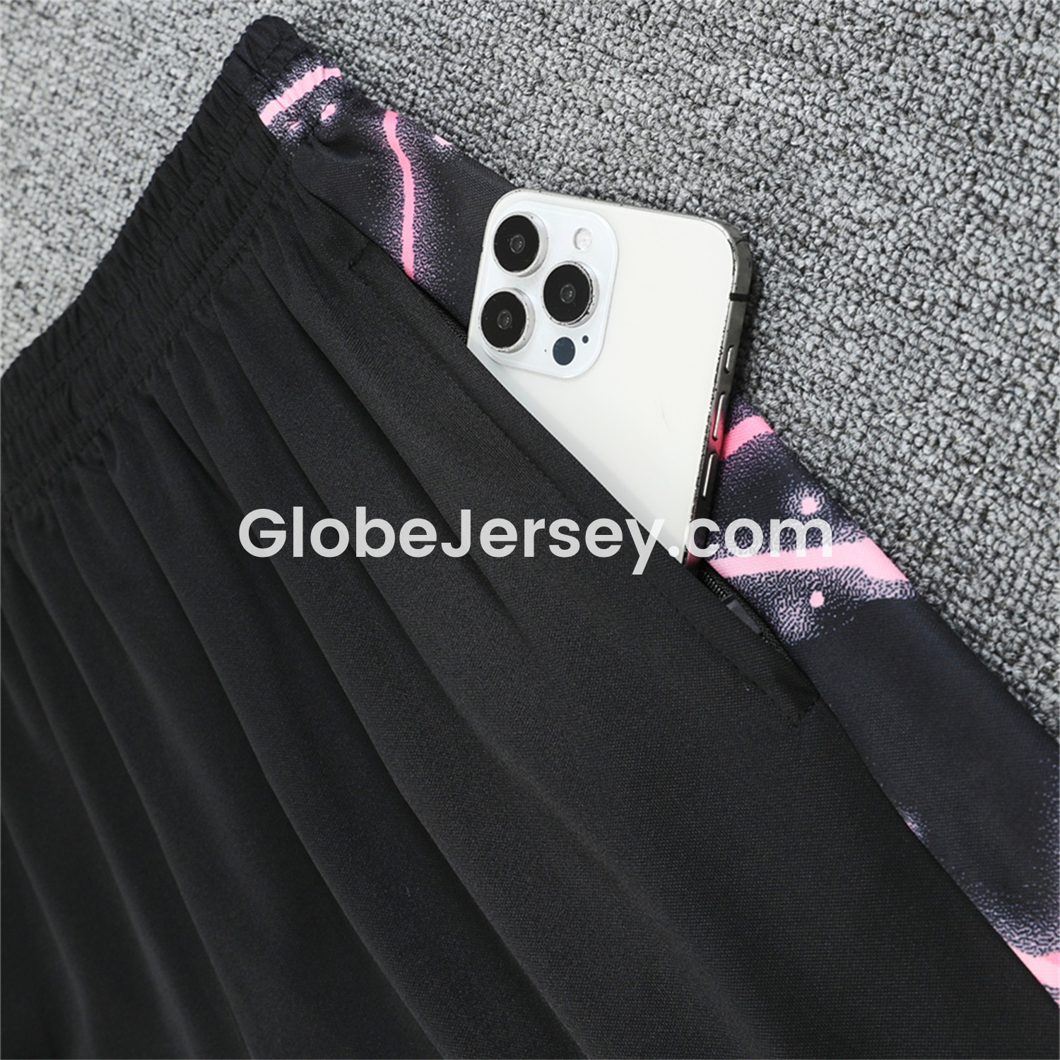 GlobeJersey-Paris Saint-Germain PSG 25-26 Vest Training Set - Pink Fluorescent Rays Black Vest & Black Shorts