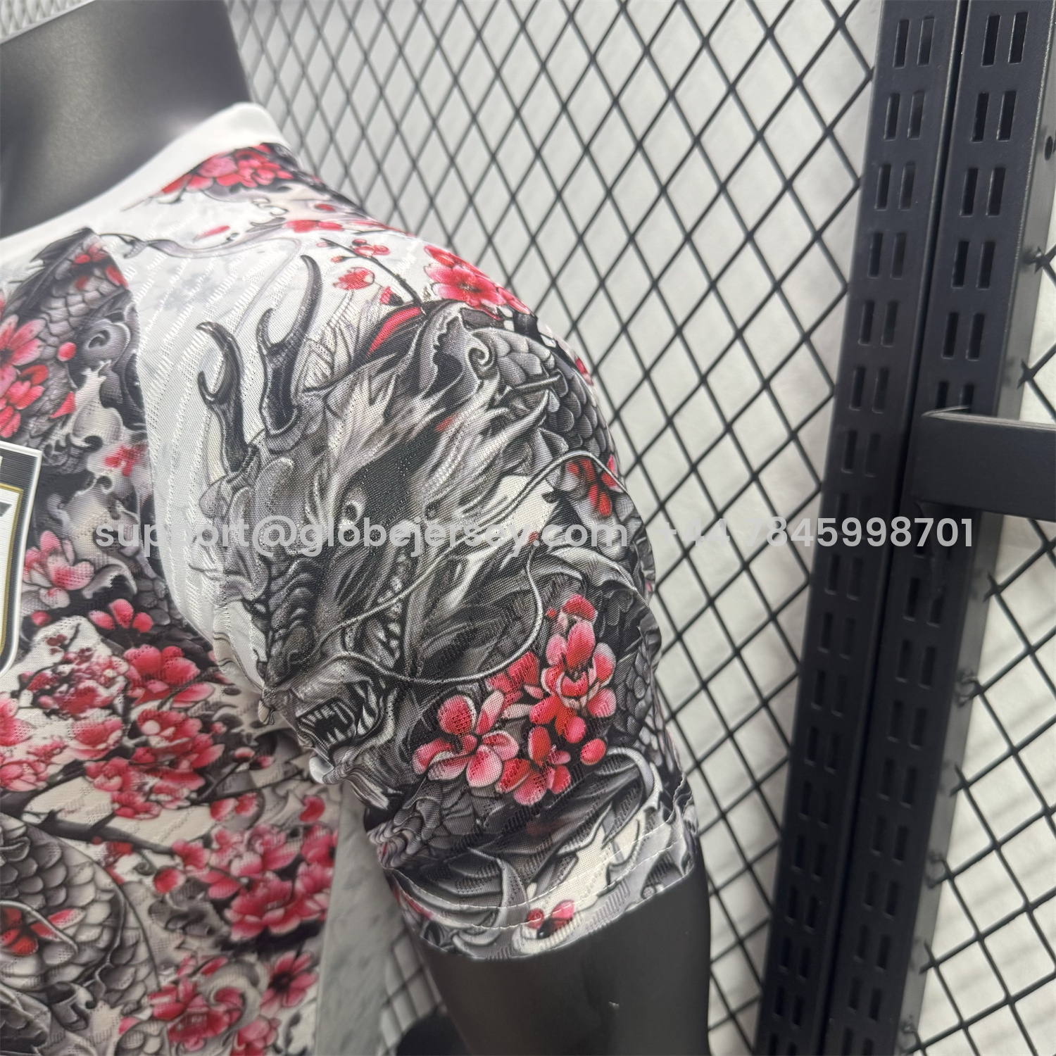GlobeJersey-Japan 25-26 Black Dragon And Flowers White Special Jersey - Player Version