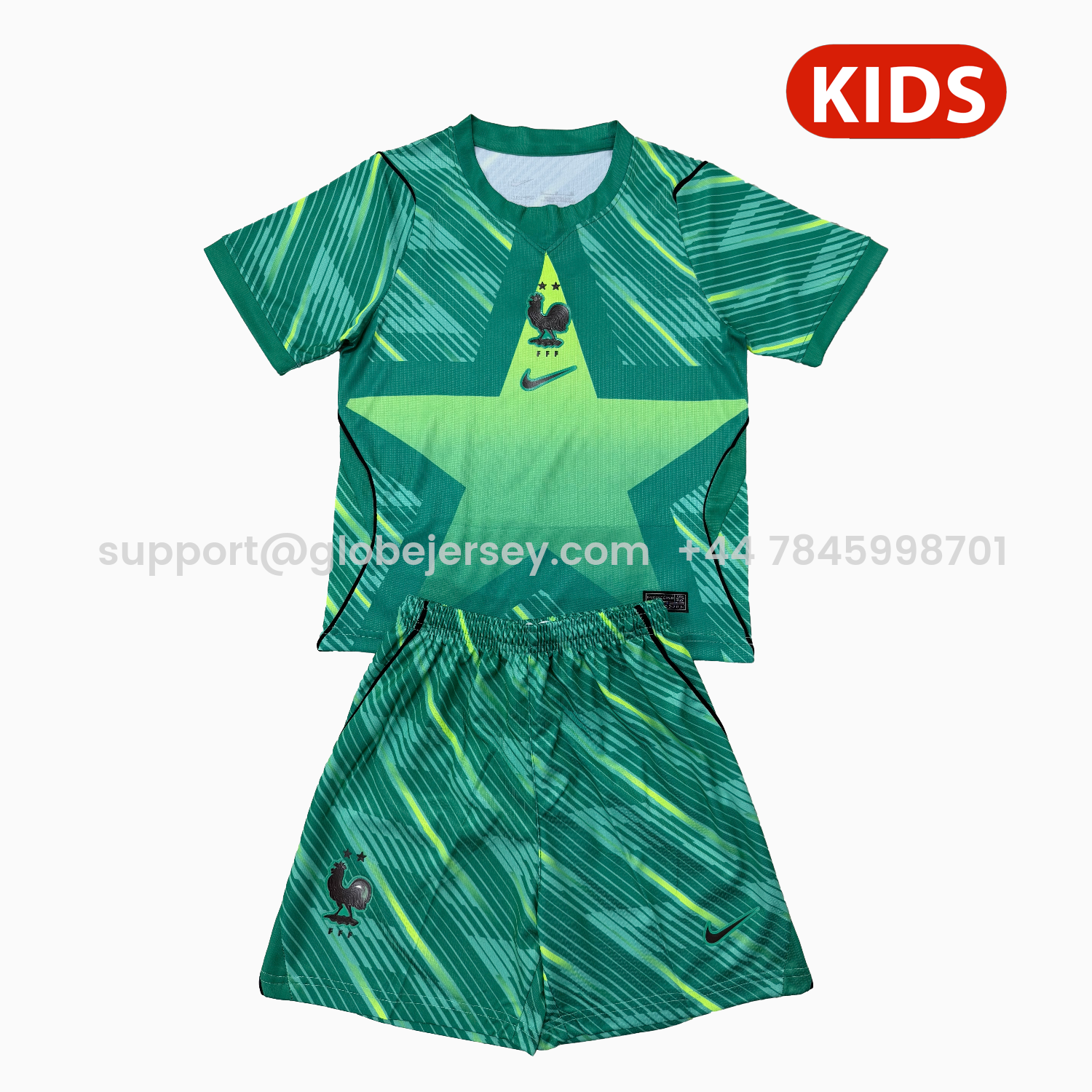 GlobeJersey-France 2026 Green Goalkeeper Kids Kit