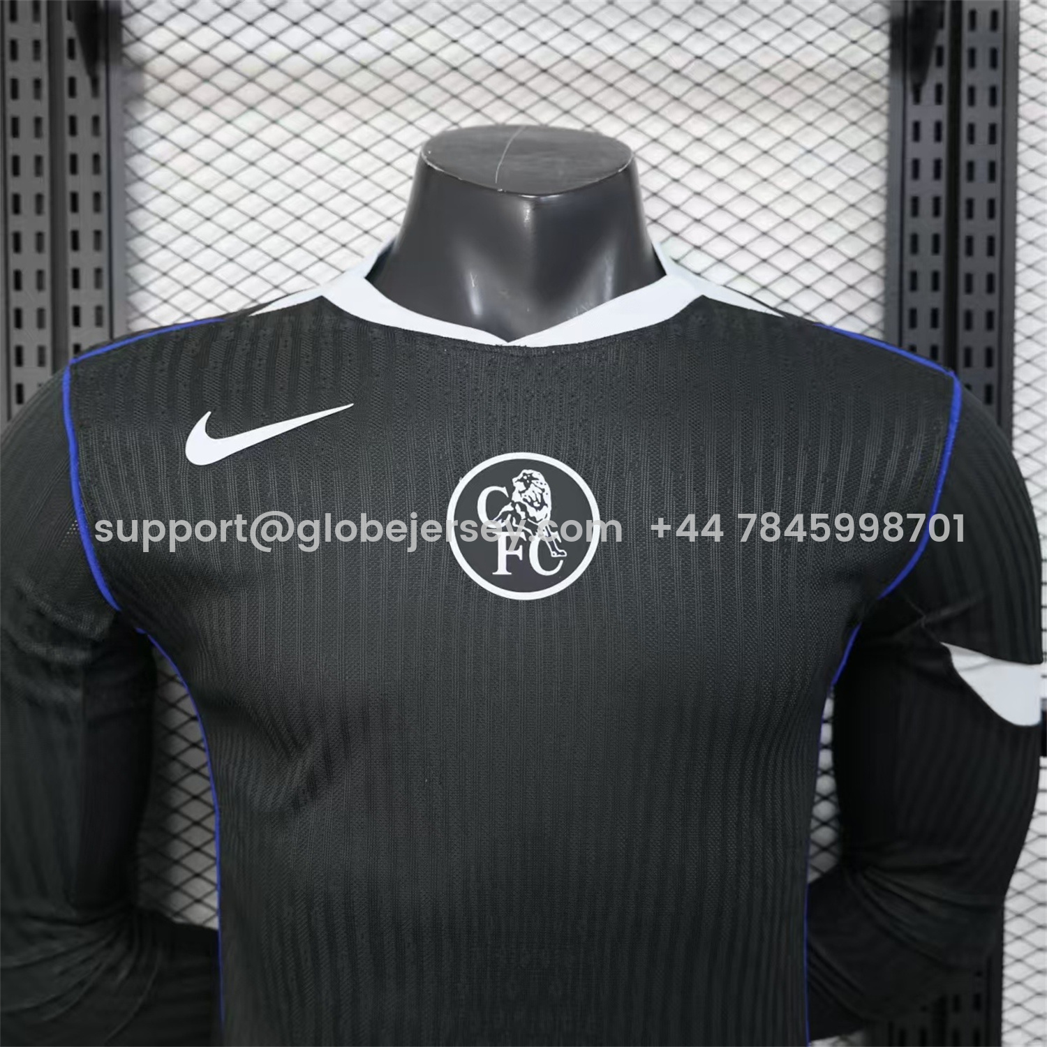 GlobeJersey-C.H.E.L.S.E.A 25-26 Third Long Unsponsored Black Jersey - Player Version