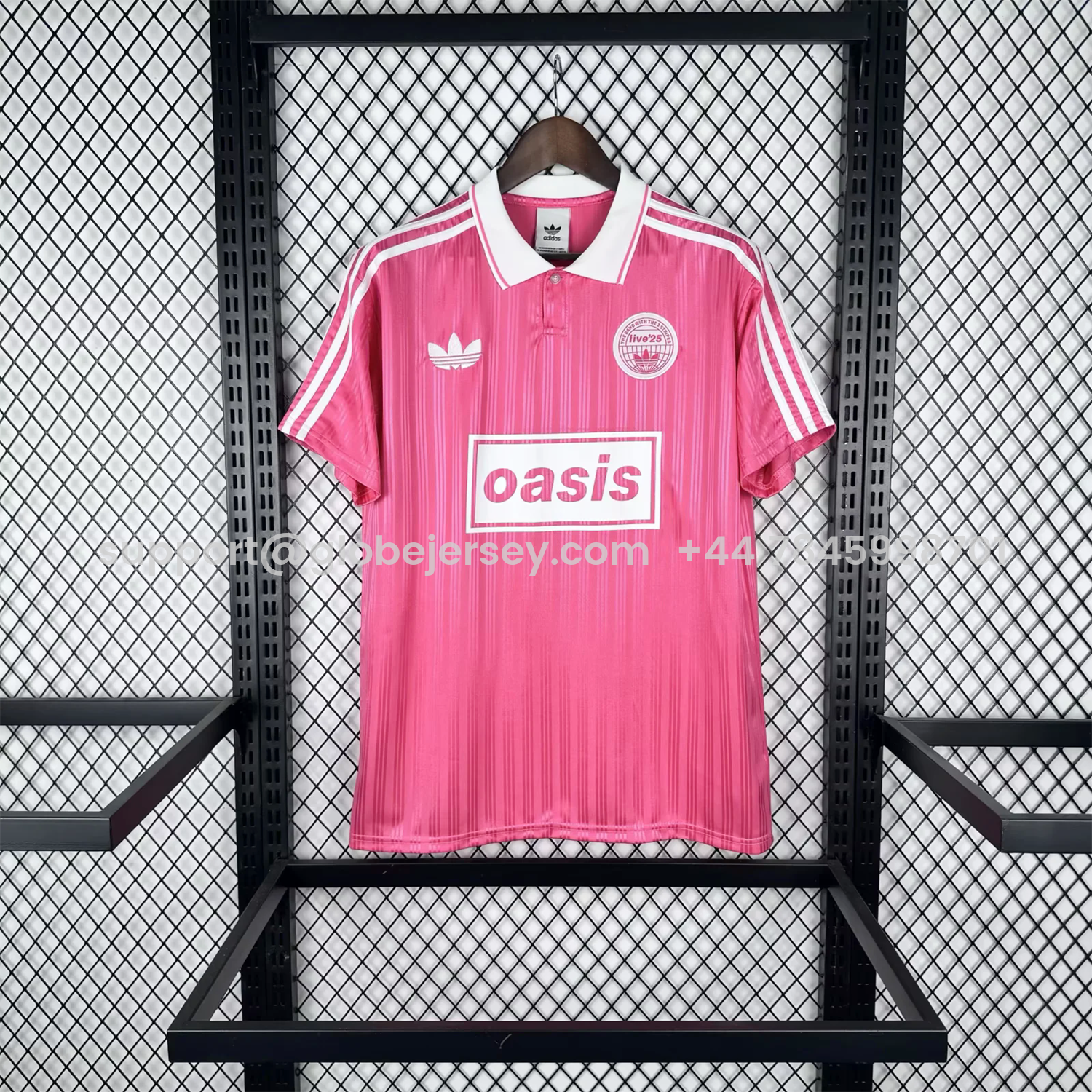 GlobeJersey-Bohemian 25-26 Oasis Originals Tour White Sponsors Pink Jersey With Number 25 - Fans Version