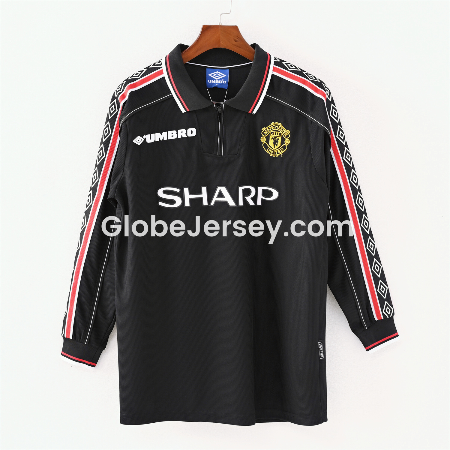GlobeJersey-Retro Manchester United 1998-99 Black Long Sleeves Jersey