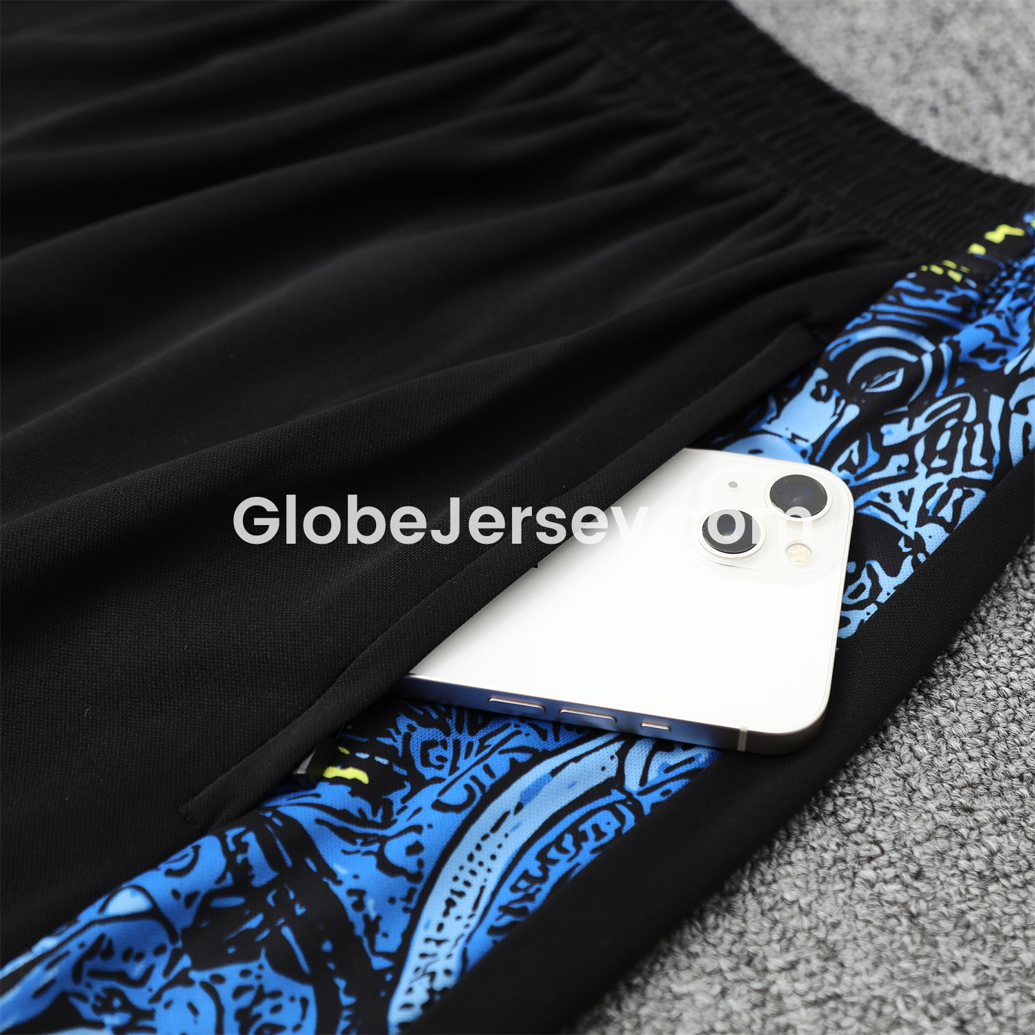 GlobeJersey-Brazil 25-26 Blue Jesus Statue Short-Sleeve Training Set - Blue Top & Black Shorts