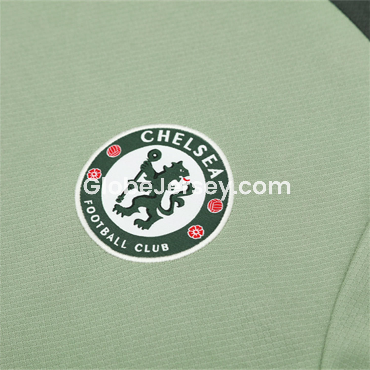 GlobeJersey-C.H.E.L.S.E.A 25-26 Kids Short-Sleeve Training Set - Light Green Top & Army Green Shorts