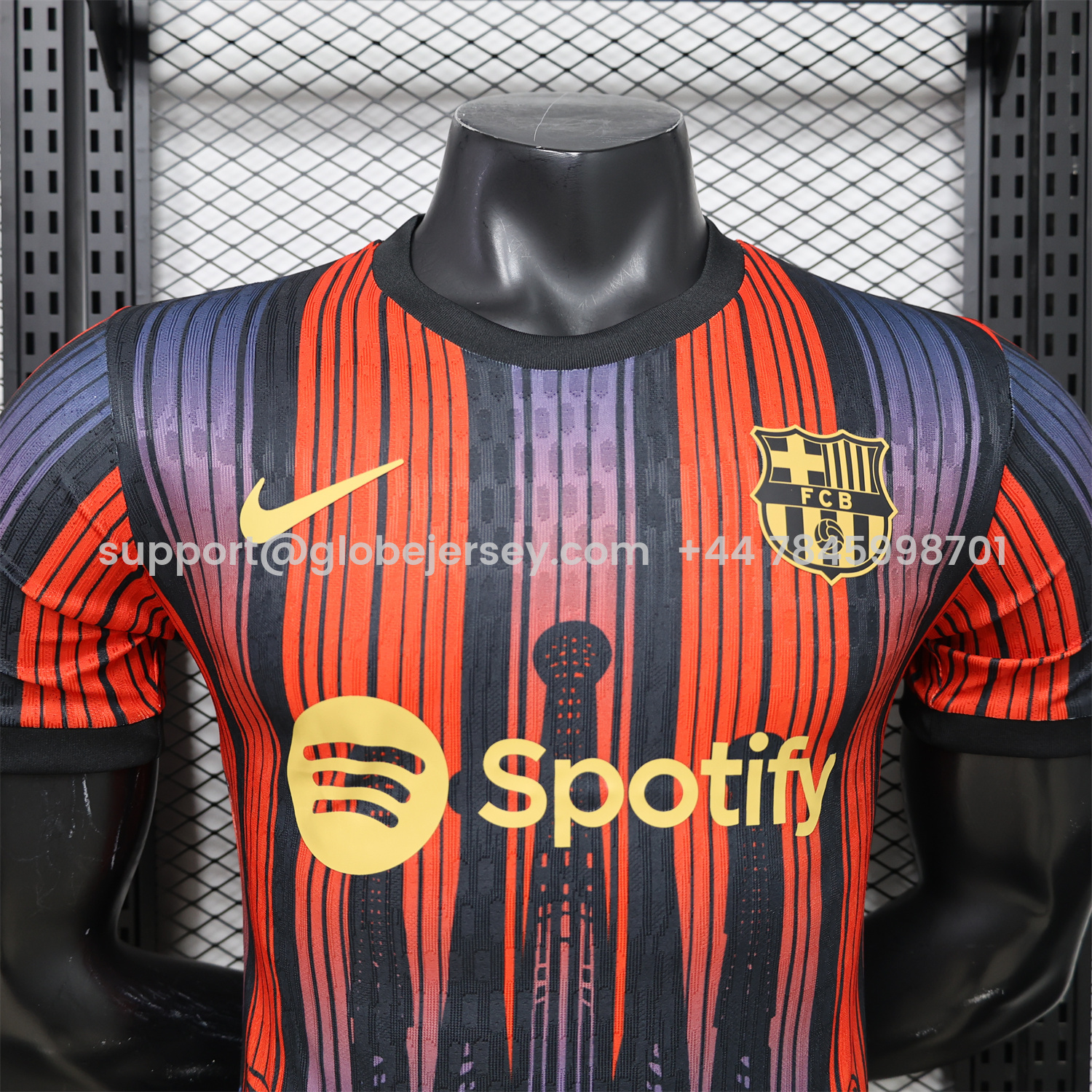 GlobeJersey-Barcelona 26-27 Grey With Red Special Jersey - Player Version