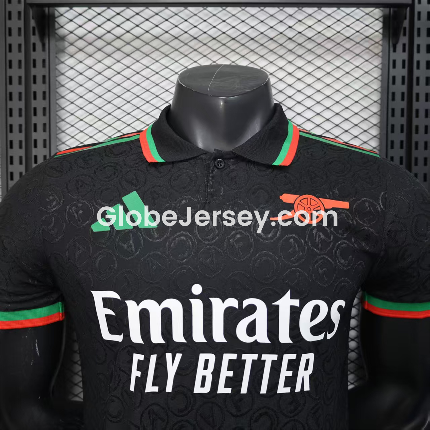 GlobeJersey-Arsenal 25-26 Black POLO Letter Pattern Special Jersey - Player Version