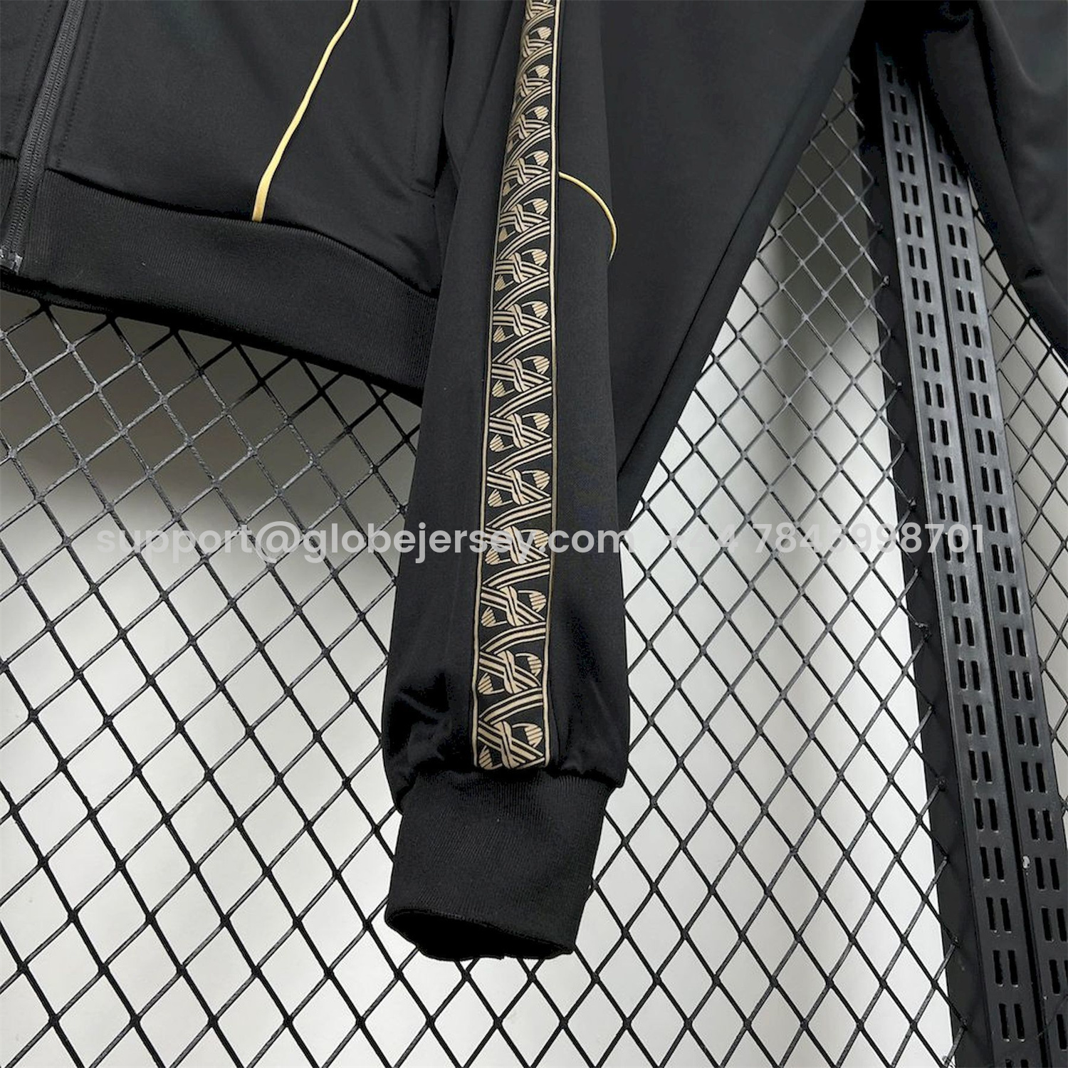 GlobeJersey-Portugal 25-26 Eusebio Special Windbreaker Training Set - Black White Top and Pants