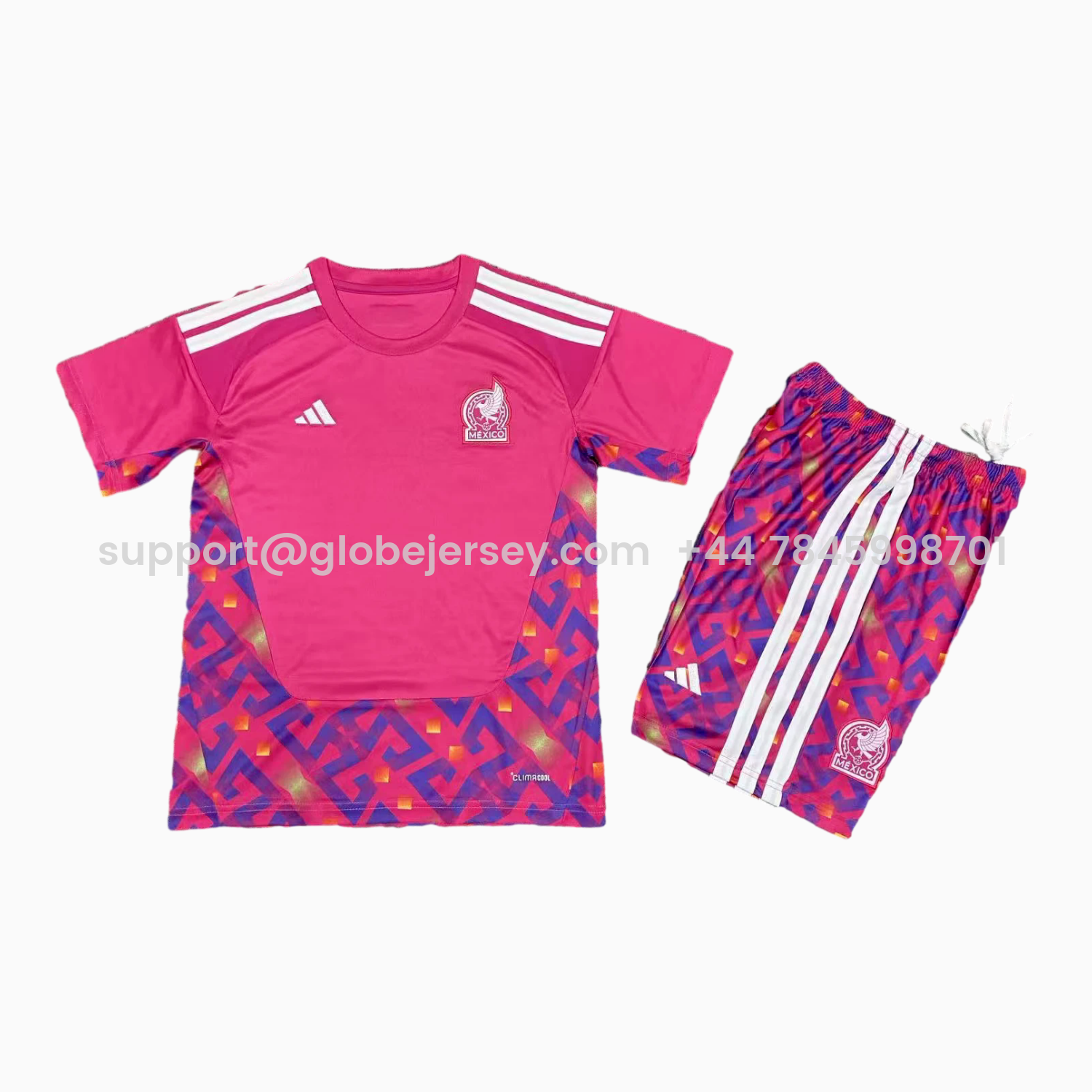 GlobeJersey-Mexico 2026 Goalkeeper Pink Kids Kit