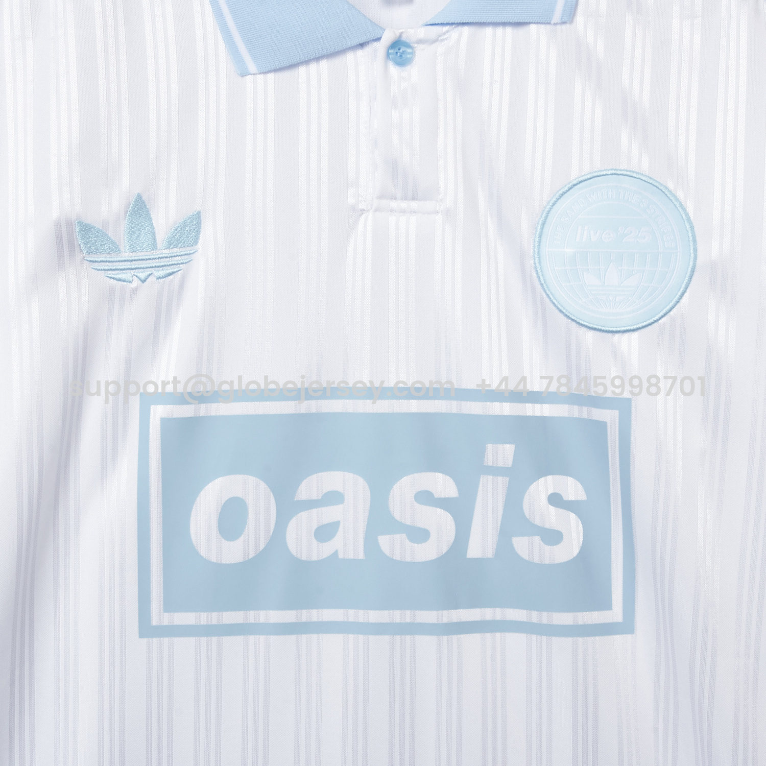 GlobeJersey-Bohemian 25-26 Oasis Originals Tour White And Sky Blue Jersey With Number 25 - Fans Version