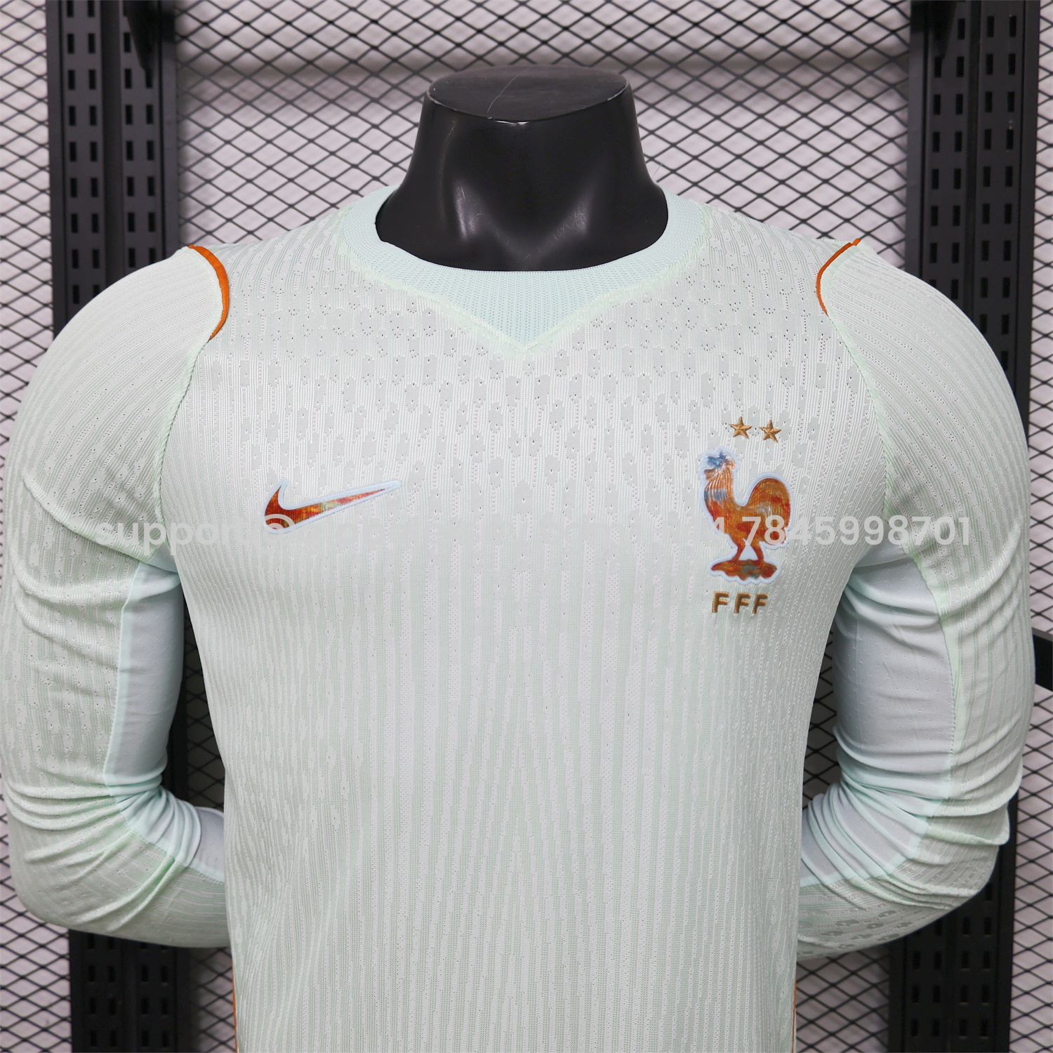 GlobeJersey-France 2026 Away Mint Green Long Sleeves Jersey - Player Version