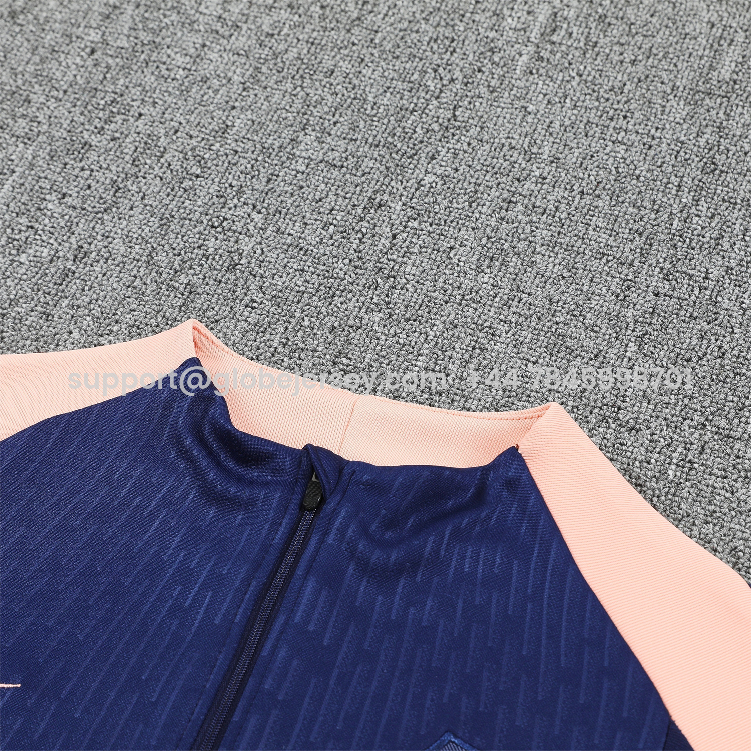 GlobeJersey-France 2026 Long Sleeve Training Set - Dark With Pink Top and Pants