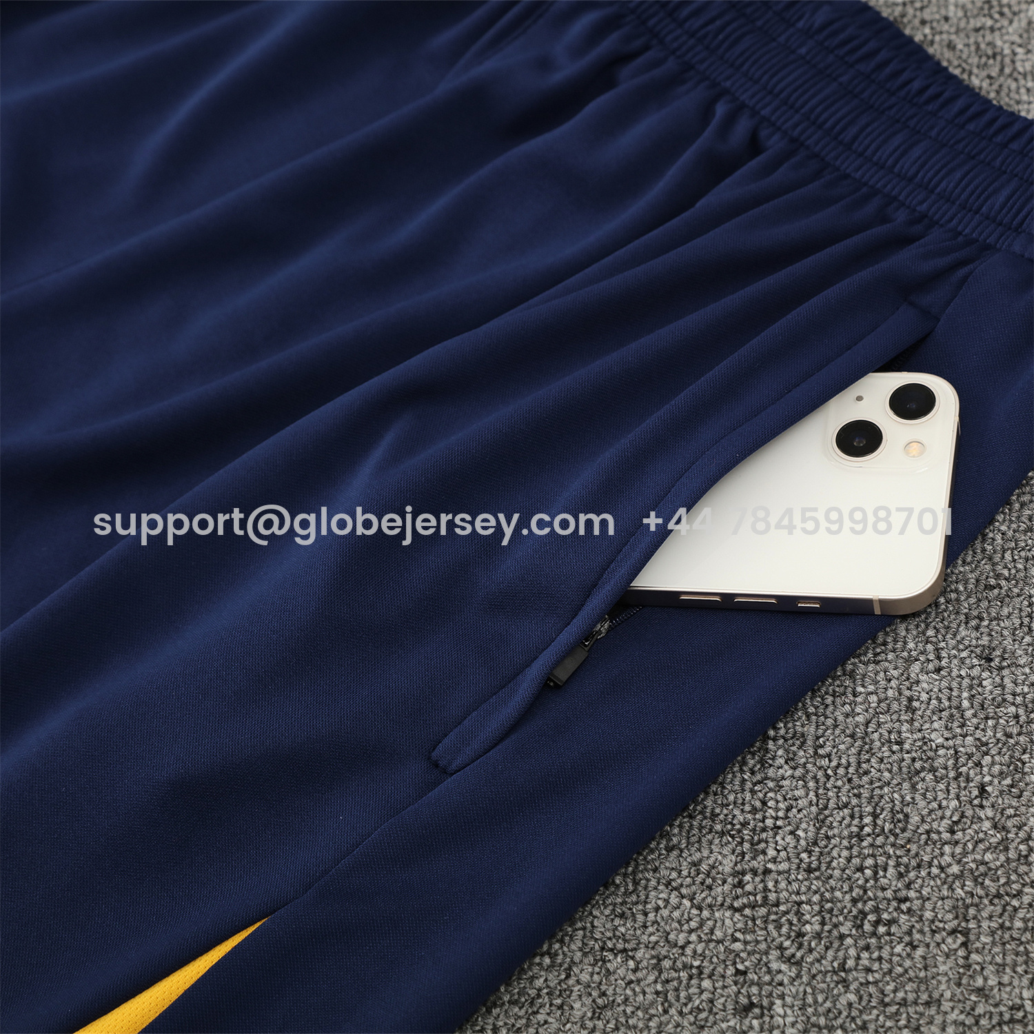 GlobeJersey-Atletico Madrid Short-Sleeve Training Set - Blue Yellow Top & Blue Shorts
