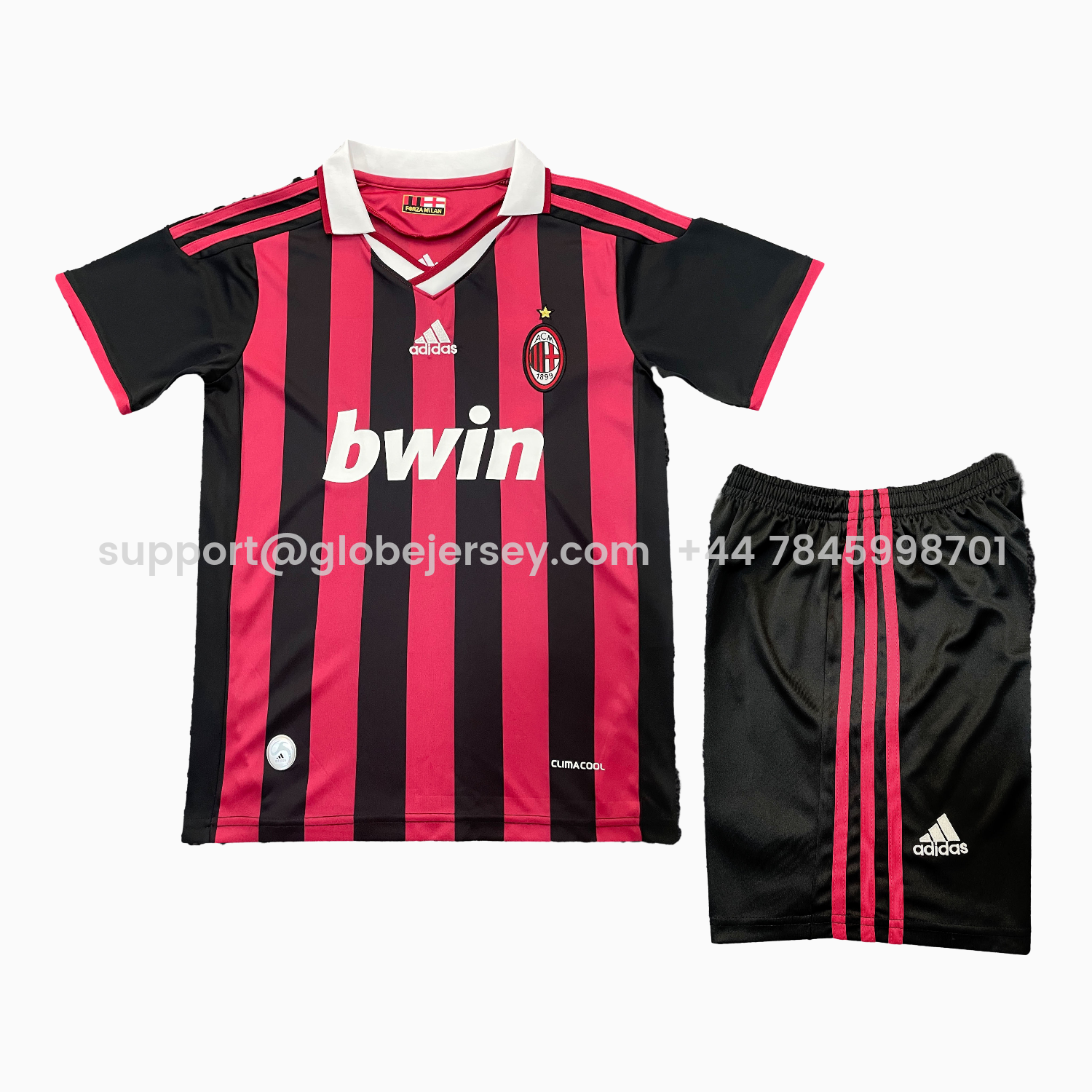 GlobeJersey-Retro AC Milan 2009-10 Home Red Kids Kit