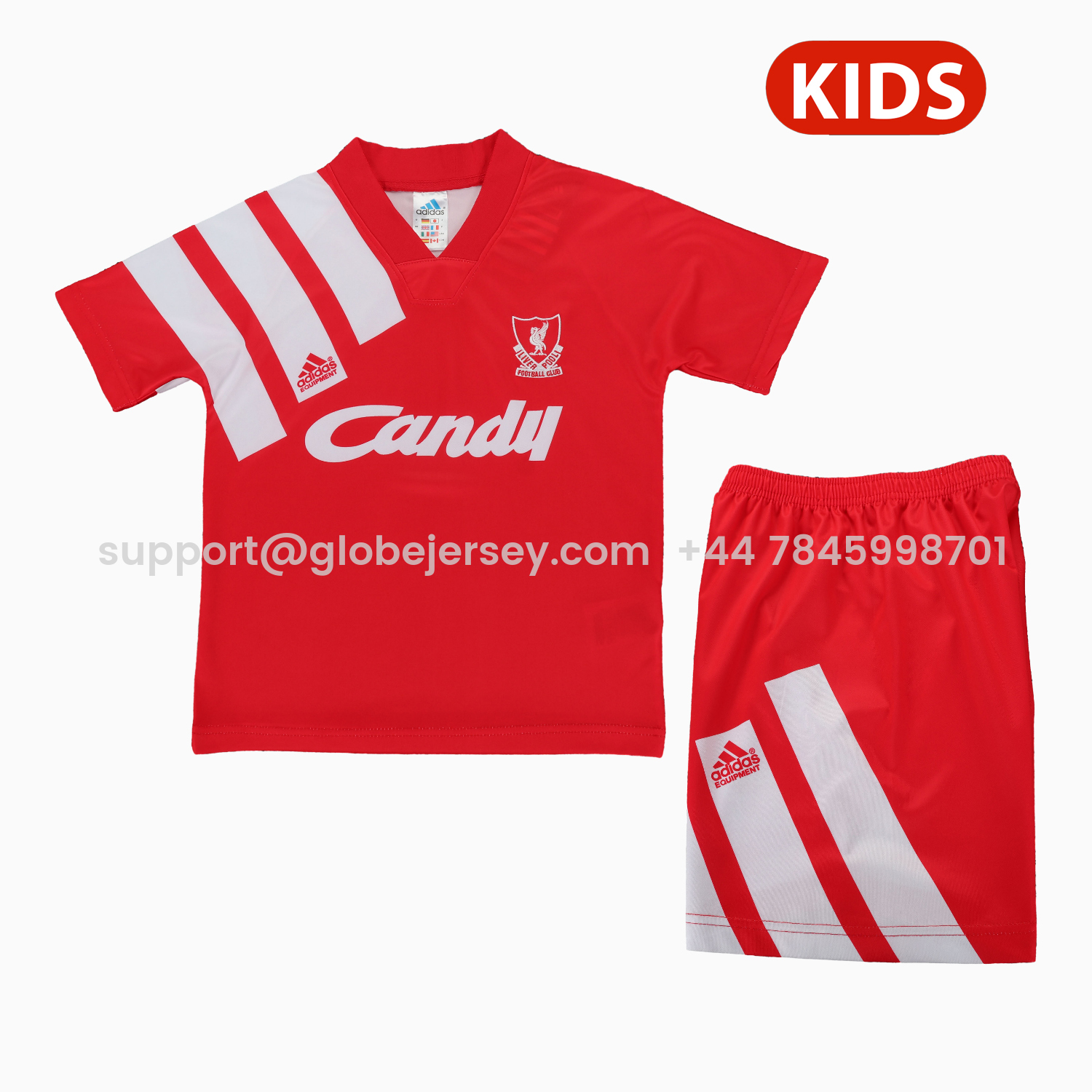 GlobeJersey-Retro Liver.pool 1991-92 Home Kids Kit