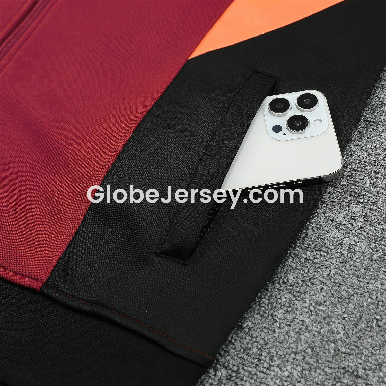 GlobeJersey-River Plate 25-26 Terrace Jacket Training Tracksuit - Deep Red Jackets & Black Pants