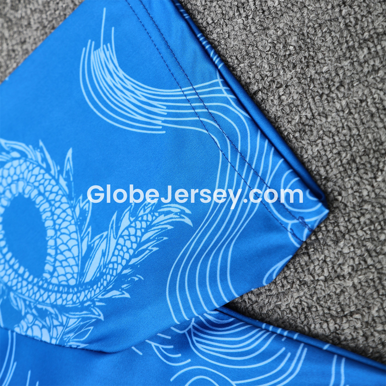 GlobeJersey-Real Madrid 25-26 Short-Sleeve Training Set - Blue Black Dragon Top & Black-White Shorts