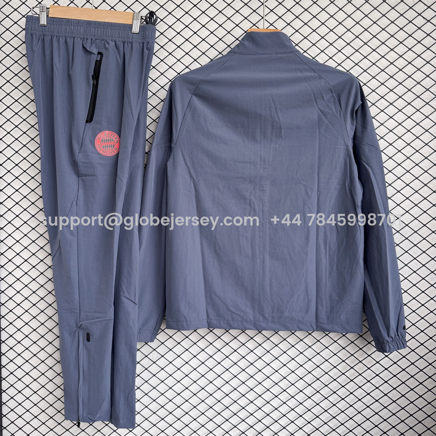GlobeJersey-Bayern Munich 25-26 Windbreaker Training Set - Grey Top and Pants
