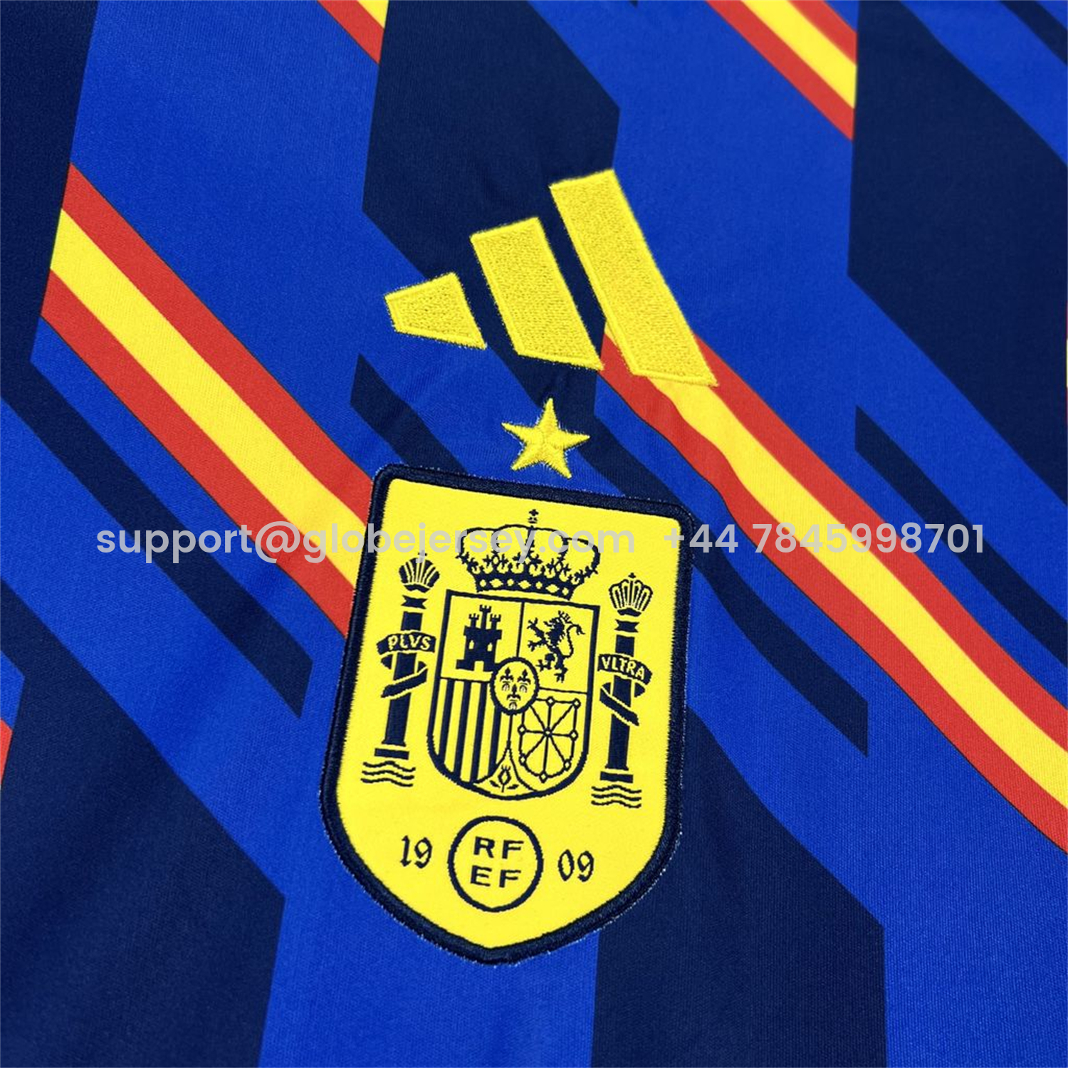GlobeJersey-Spain 2026 Royal Blue And Yellow Stripes Pre-match Jersey - Fans Version