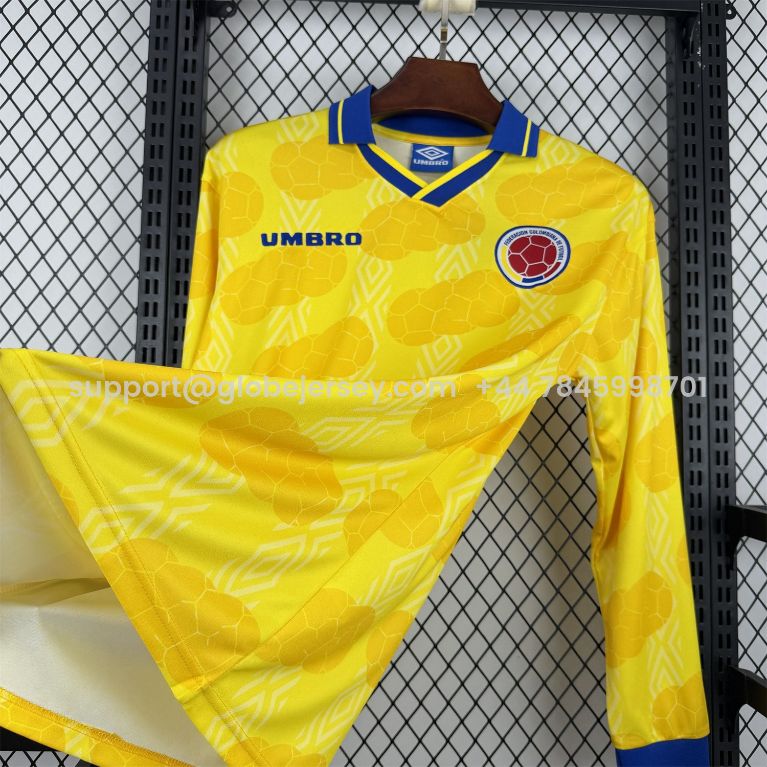 GlobeJersey-Retro Colombia 1994 Home Long Sleeves Jersey