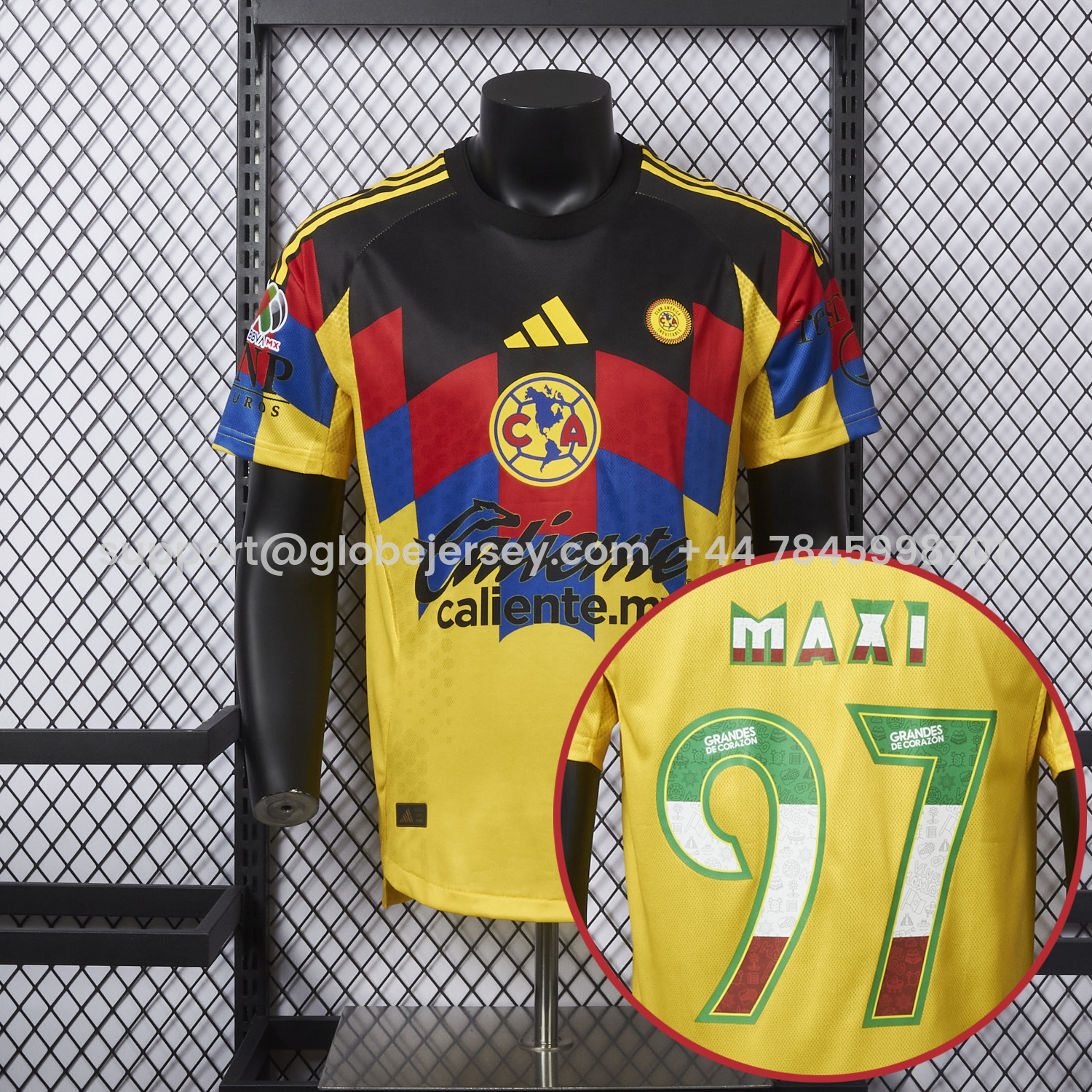 GlobeJersey-【Three-color Font】Club América 25-26 Home Yellow Jersey - Player Version