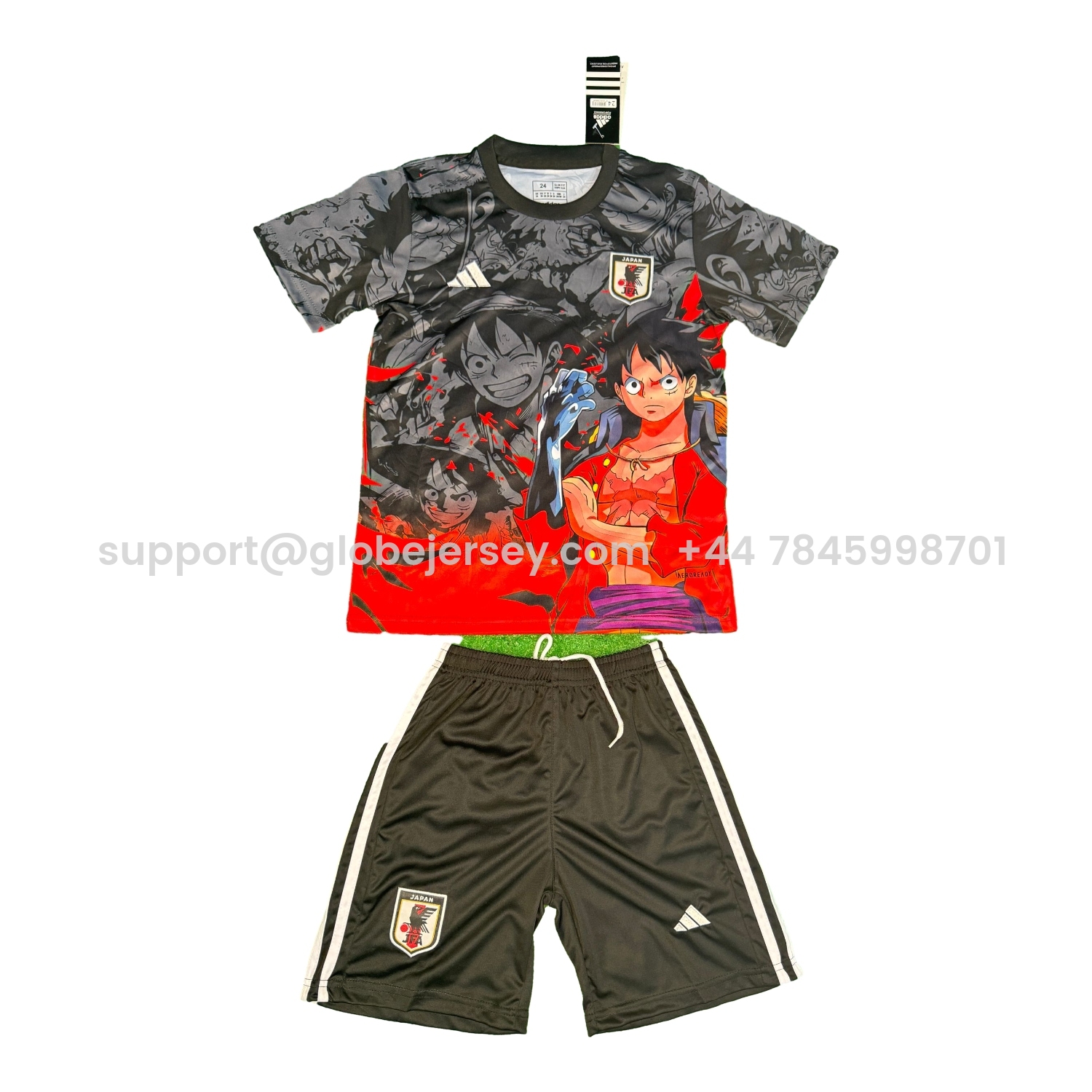 GlobeJersey-Japan 25-26 Luffy's Steel Arm Black & Red Special Kids Kit