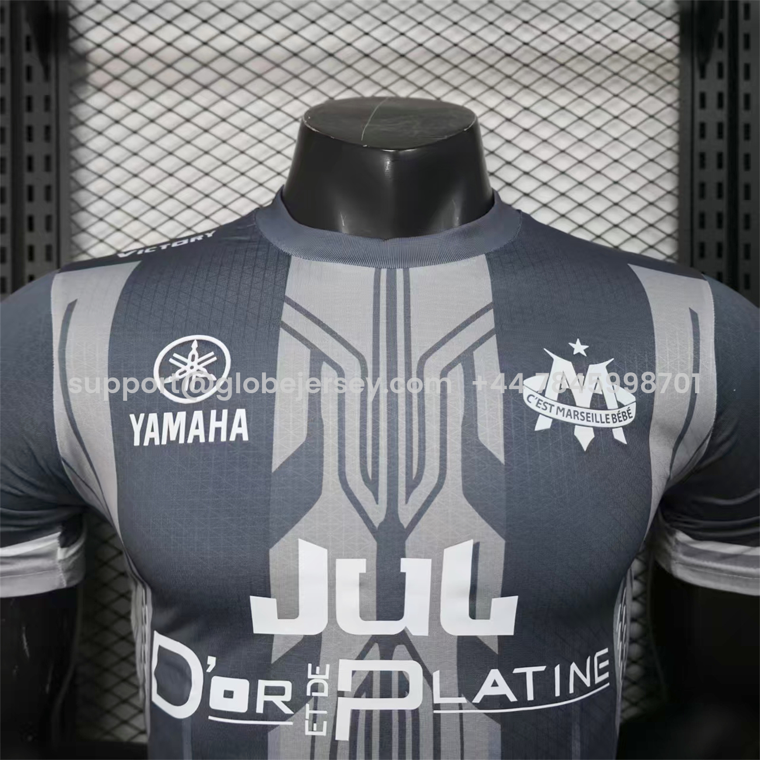 GlobeJersey-Marseille 25-26 Grey Stripes Special Jersey - Player Version