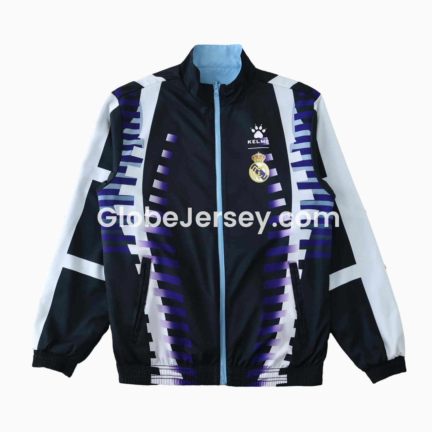GlobeJersey-Retro Real Madrid 1997-98 Third Double Sided Reversible Windbreaker - Black & Blue