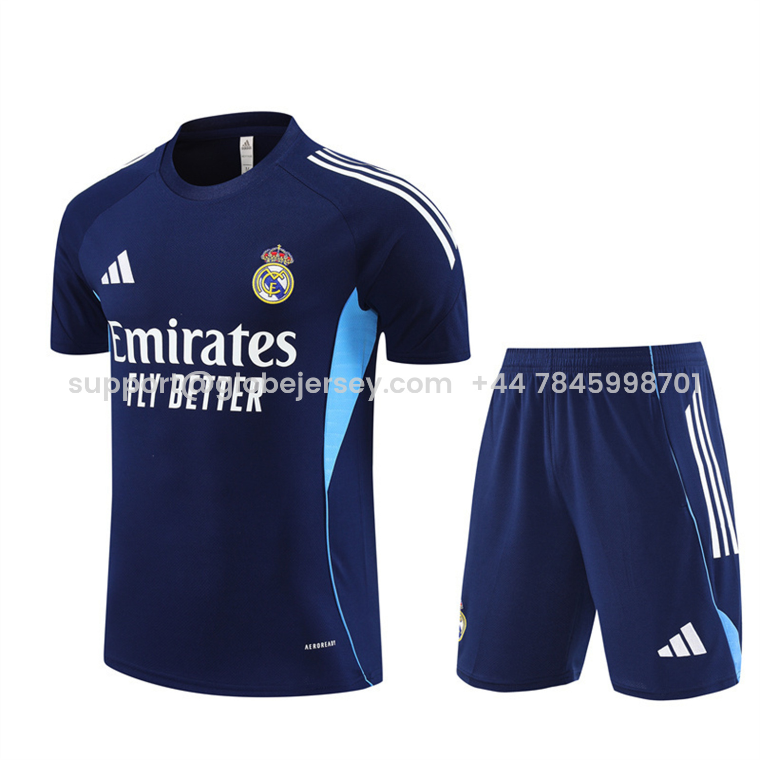 GlobeJersey-Real Madrid 25-26 Short-Sleeve Training Set - Royal Blue Top & Royal Blue Shorts