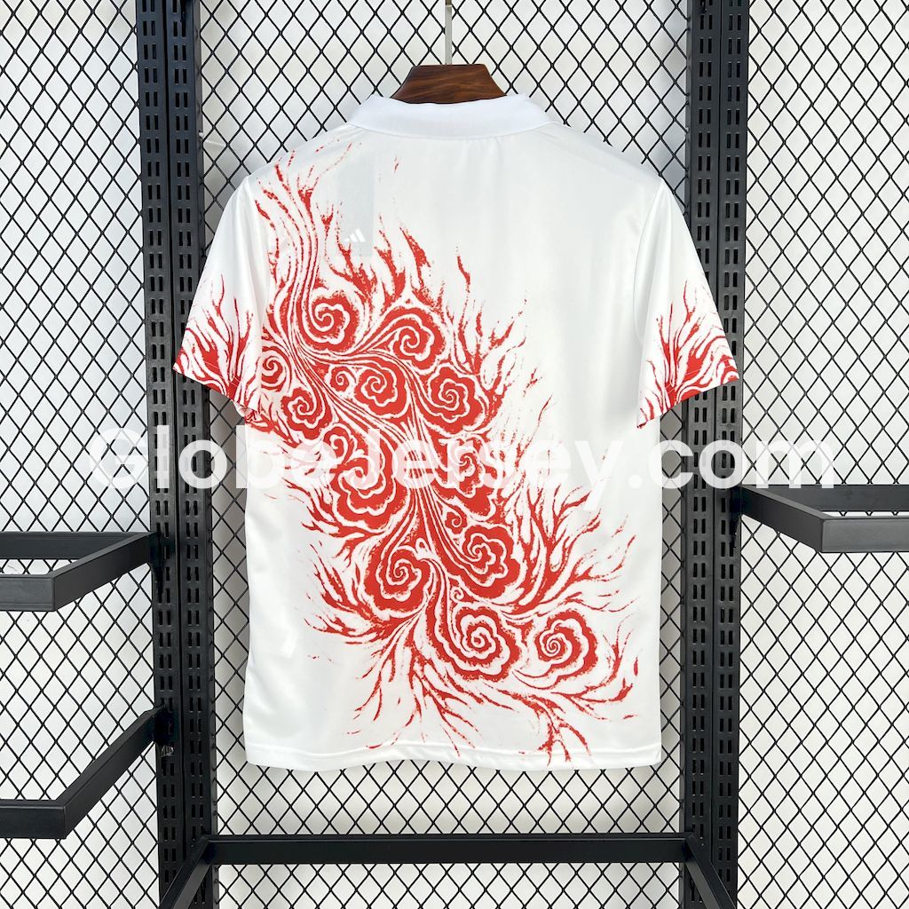 GlobeJersey-Japan 25-26 Y-3 Red Auspicious Cloud Pattern White Special Jersey - Fans Version
