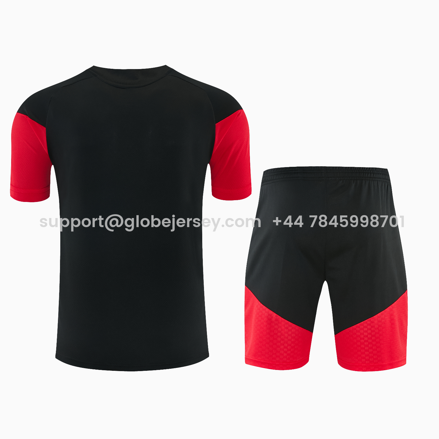 GlobeJersey-Germany 2026 Short-Sleeve Training Set - Black With Red Top & Black With Red PantsGermany 2026 Short-Sleeve Training Set - Black With Red Top & Black With Red Pants