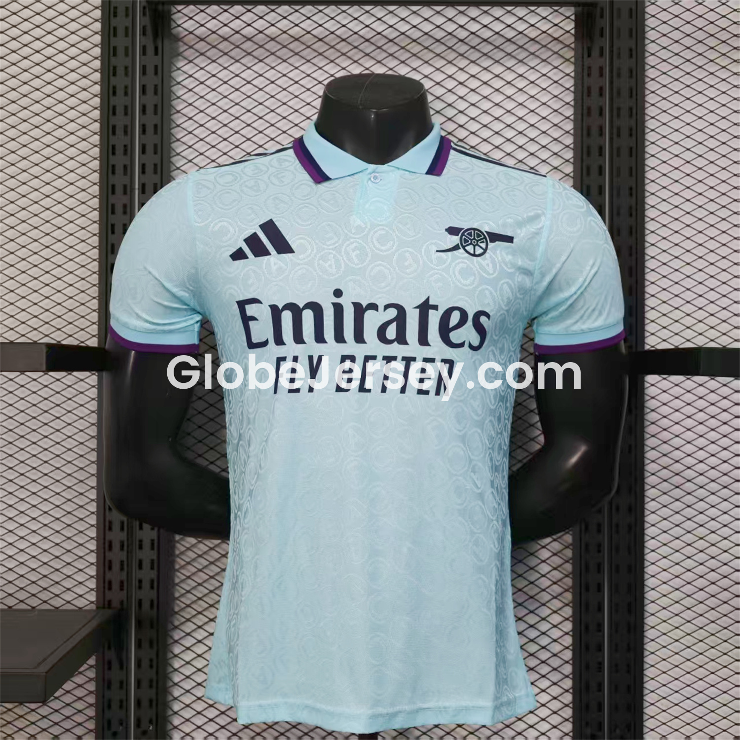 GlobeJersey-Arsenal 25-26 Light Blue POLO Letter Pattern Special Jersey - Player Version