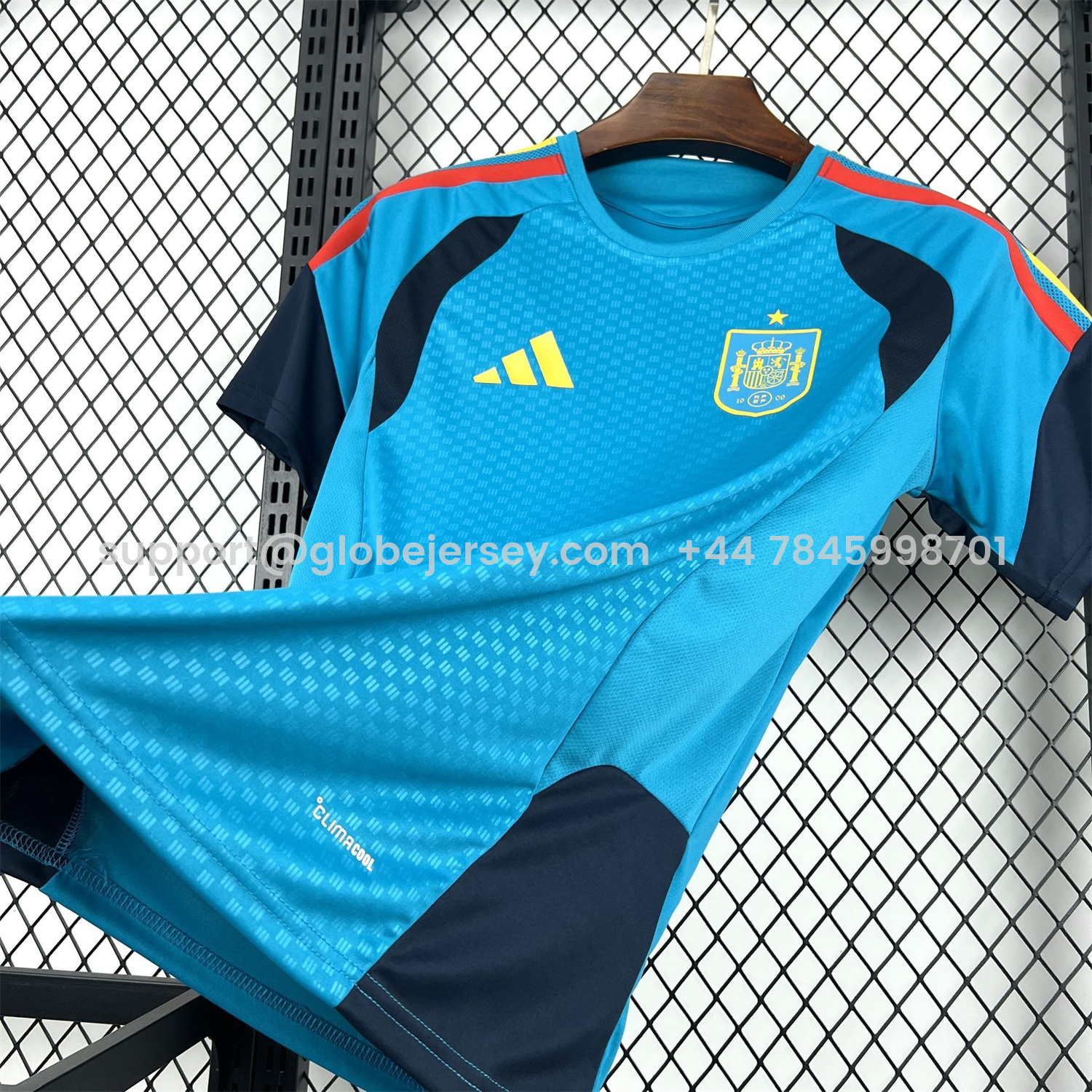 GlobeJersey-Spain 2026 Lake Blue Pre-Match Training Jersey - Fans Version