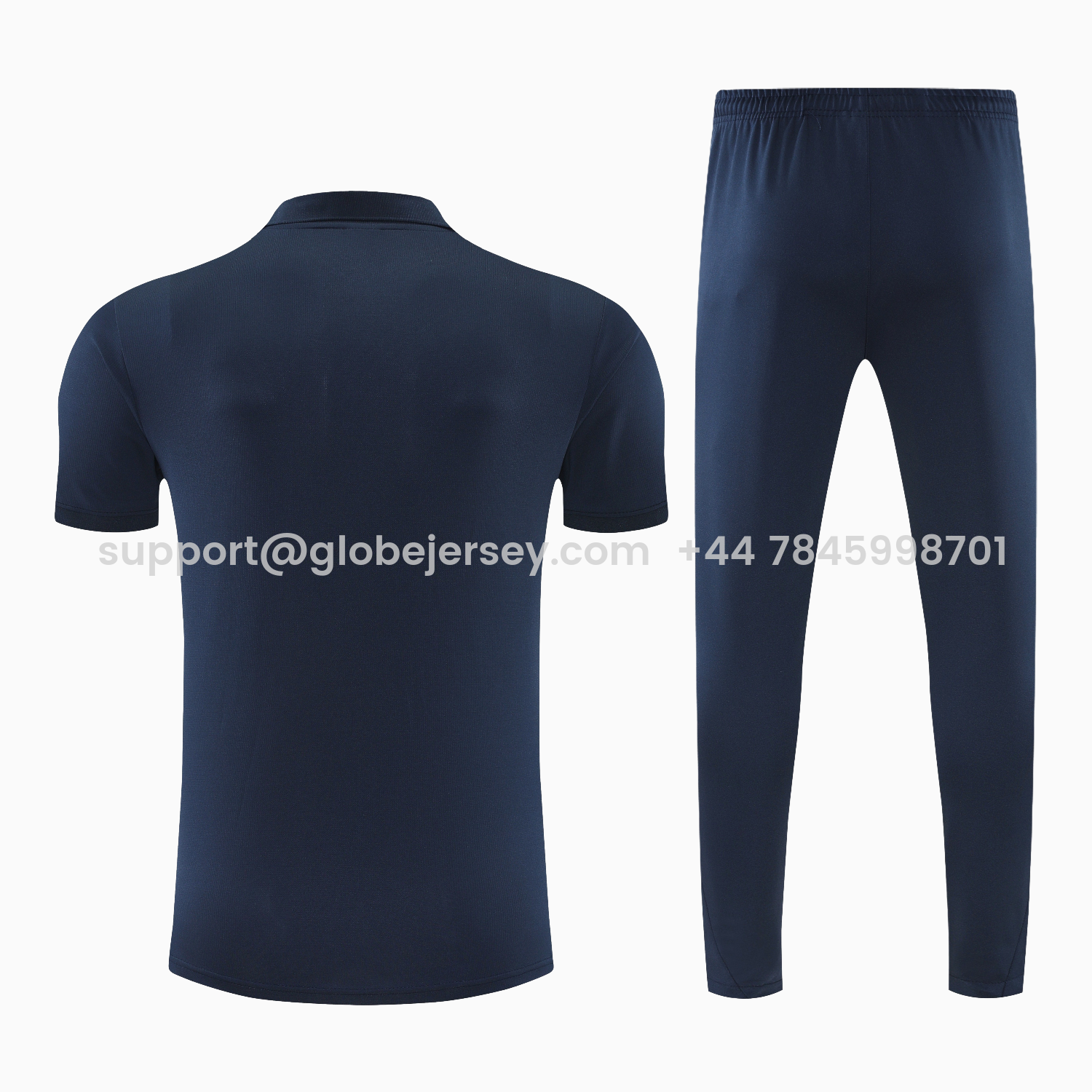 GlobeJersey-Barcelona 25-26 POLO Short-Sleeve Training Set - Dark Blue Top and Pants