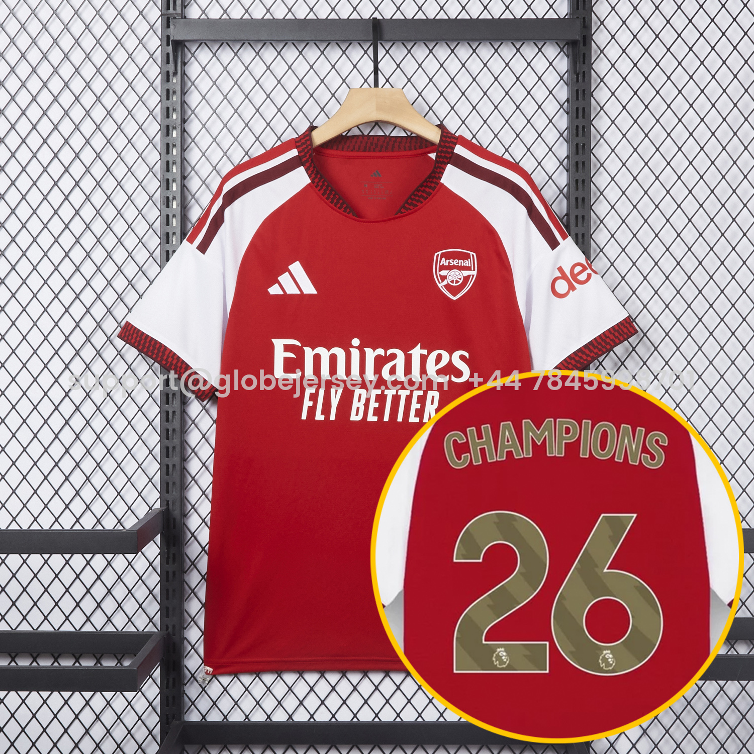 GlobeJersey-【Champion 26 Font】Arsenal 26-27 Home Jersey - Fans Version