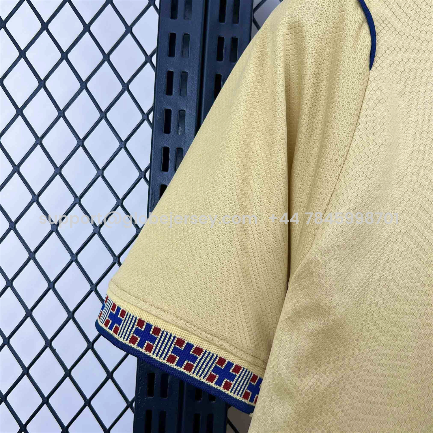 GlobeJersey-Barcelona 26-27 Blue Vertical Stripes Yellow Jersey - Fans Version