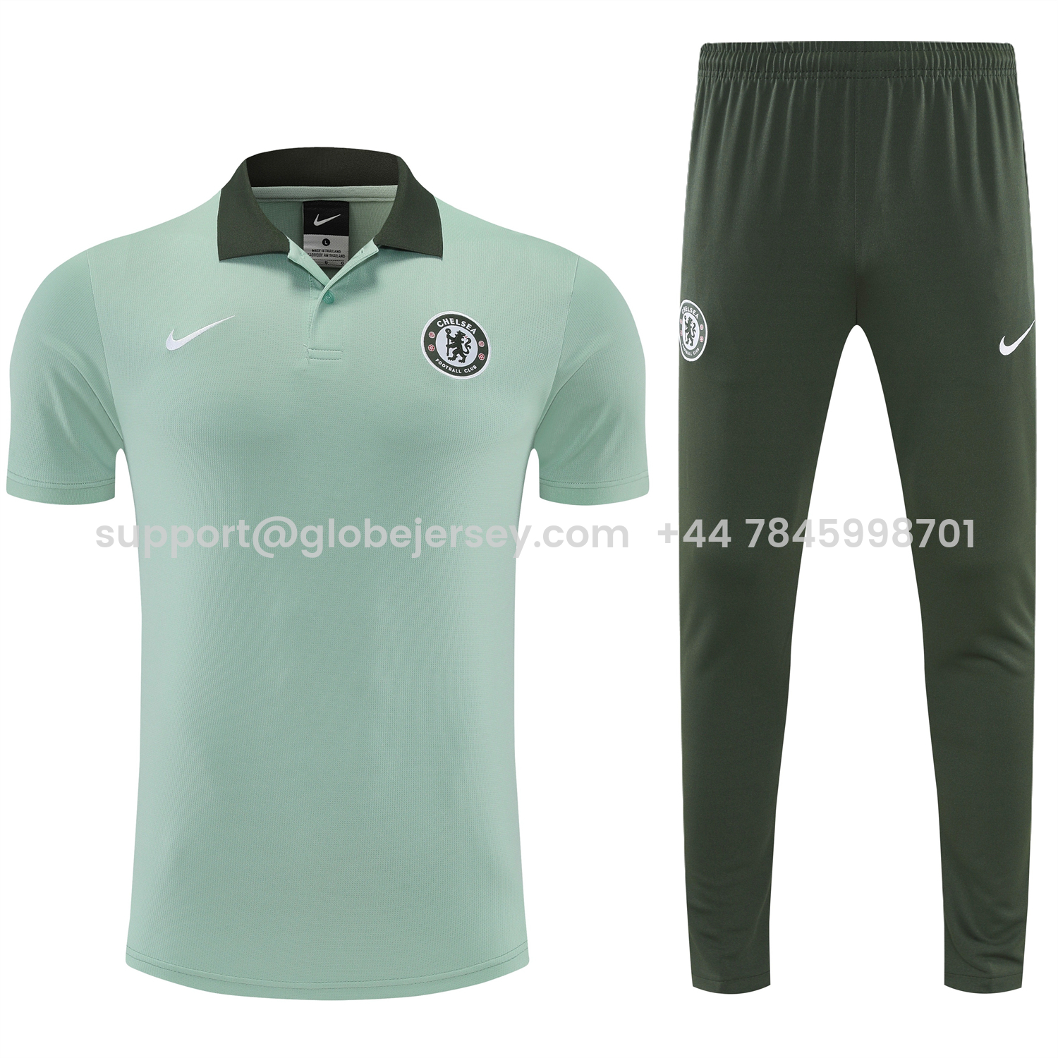 GlobeJersey-C.H.E.L.S.E.A 25-26 POLO Short-Sleeve Training Set - Light Green Top and Dark Green Pants