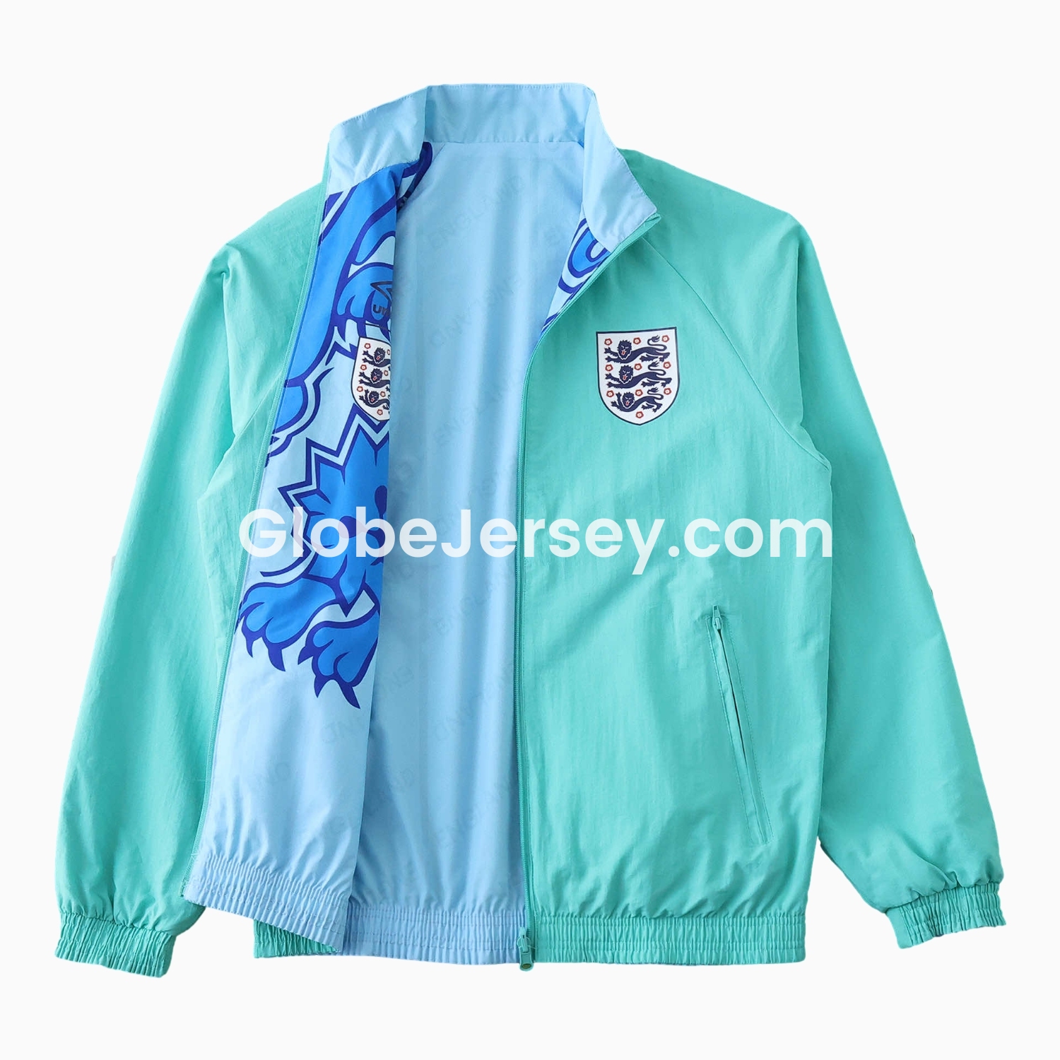 GlobeJersey-Retro England 1992 Third Double Sided Reversible Windbreaker - Blue & Green