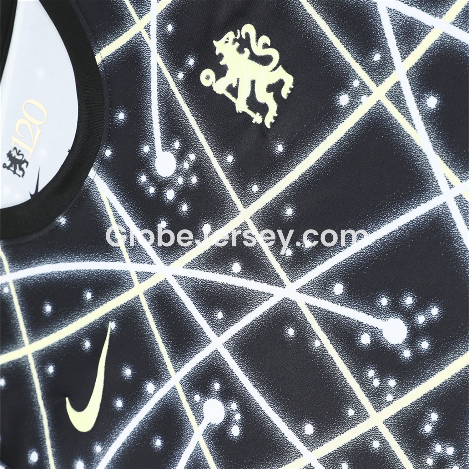 GlobeJersey-C.H.E.L.S.E.A 25-26 Short-Sleeve Training Set - Yellow Fluorescent Rays Black Top & Black Shorts