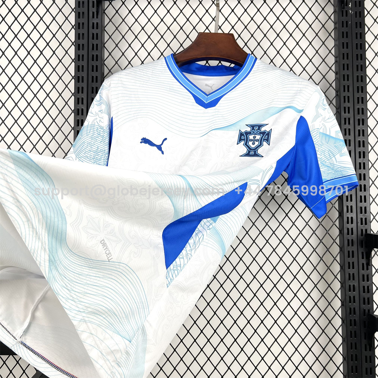 GlobeJersey-Portugal 2026 Bright White With Sky Blue Waves Special Jersey - Fans Version