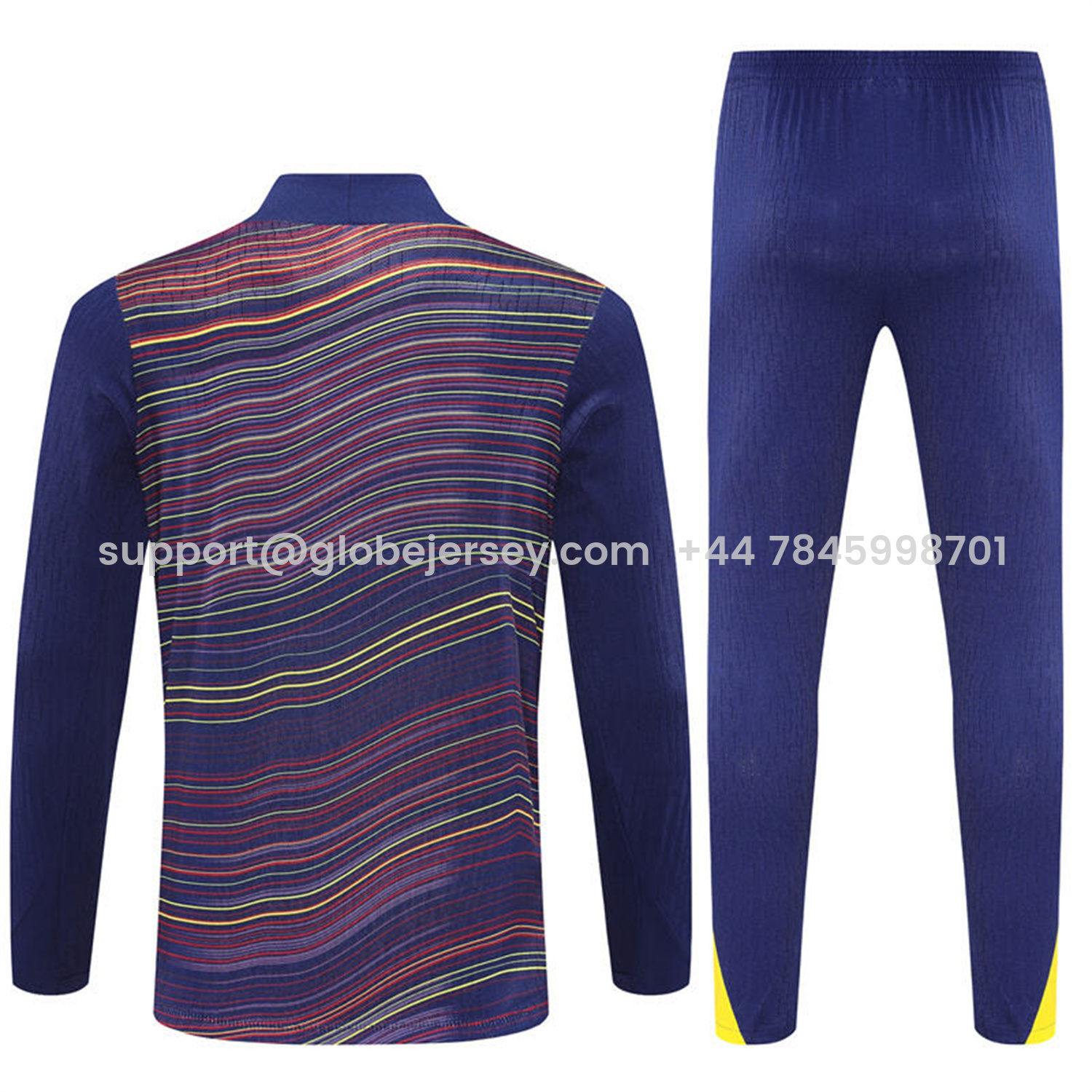 GlobeJersey-Barcelona 25-26 Kids Long Sleeve Training Set - Purple Camouflage Top & Blue Pants