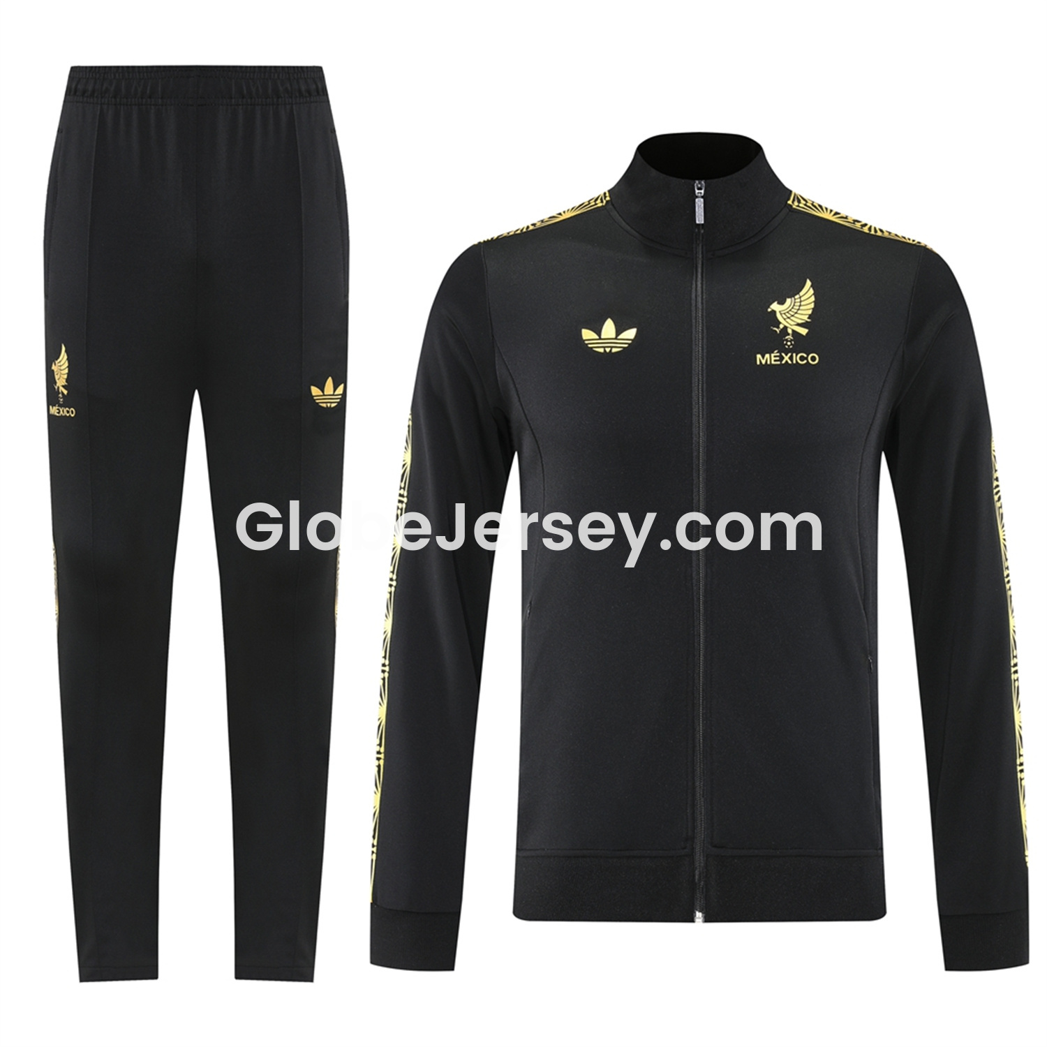 GlobeJersey-Mexico 2025 Gold Cup Jacket Training Tracksuit - Black Top & Pants